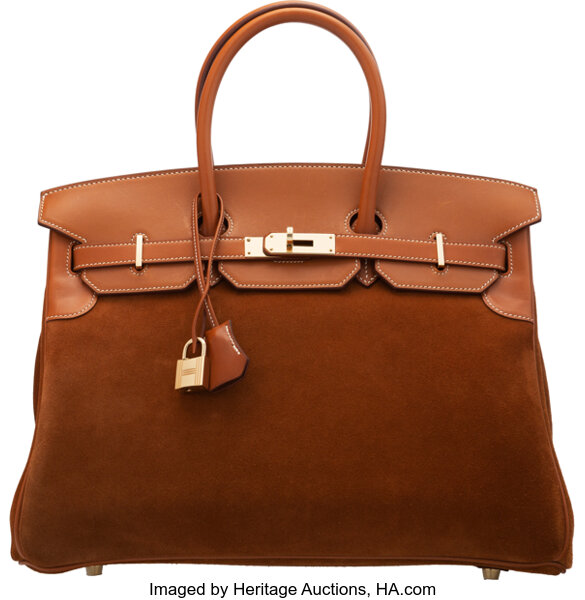 Hermes Limited Edition 35cm Fauve Veau Doblis Suede & Natural