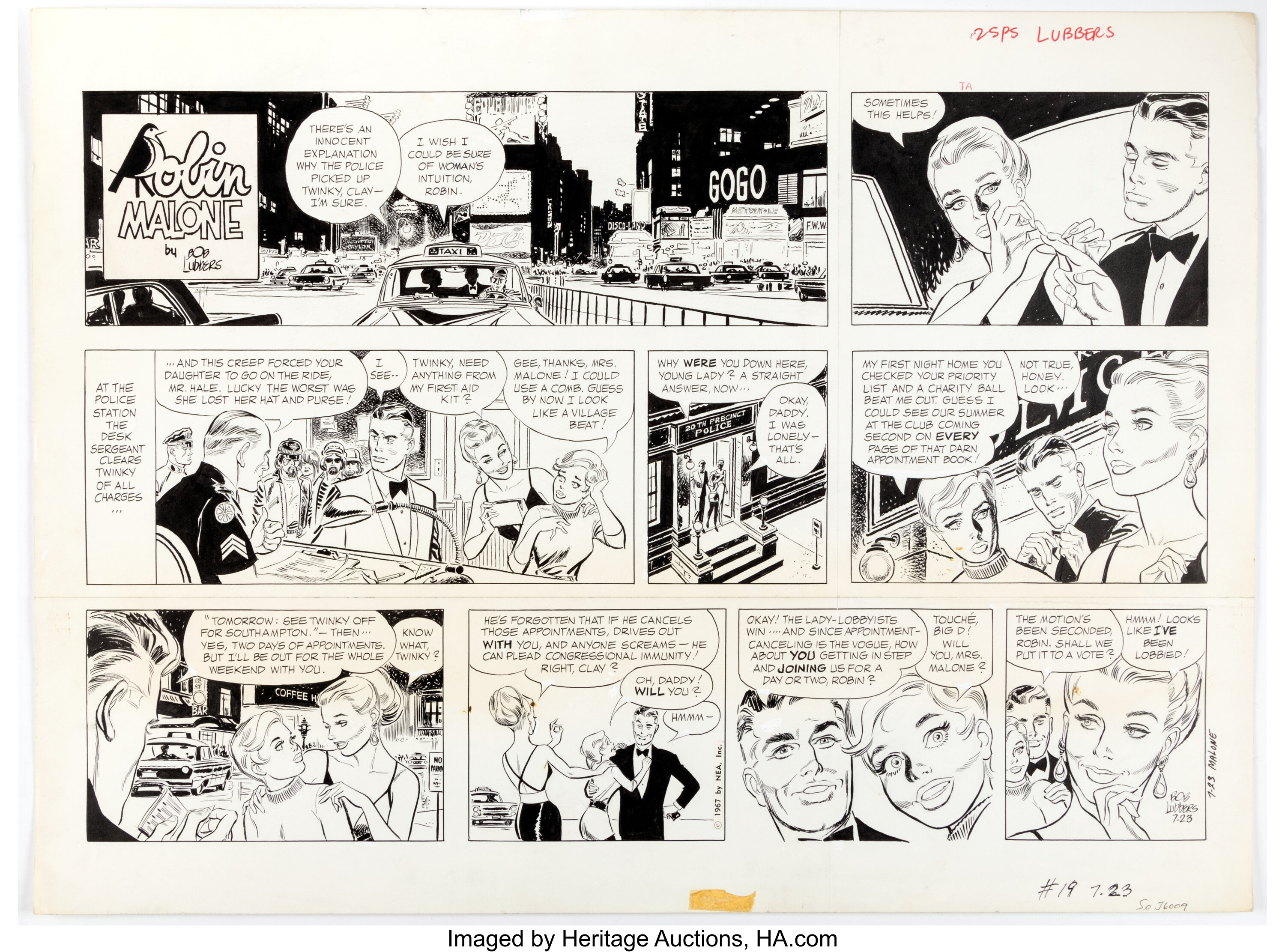 Bob Lubbers Robin Malone Sunday Comic Strip Original Art dated 7-23 ...