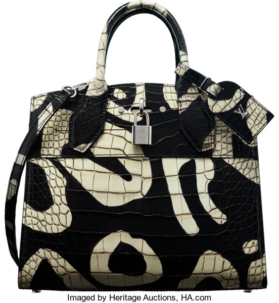 Sold at Auction: Louis Vuitton, A MATTE WHITE HIMALAYA CROCODILE CITY  STEAMER PM WITH HANDBAG