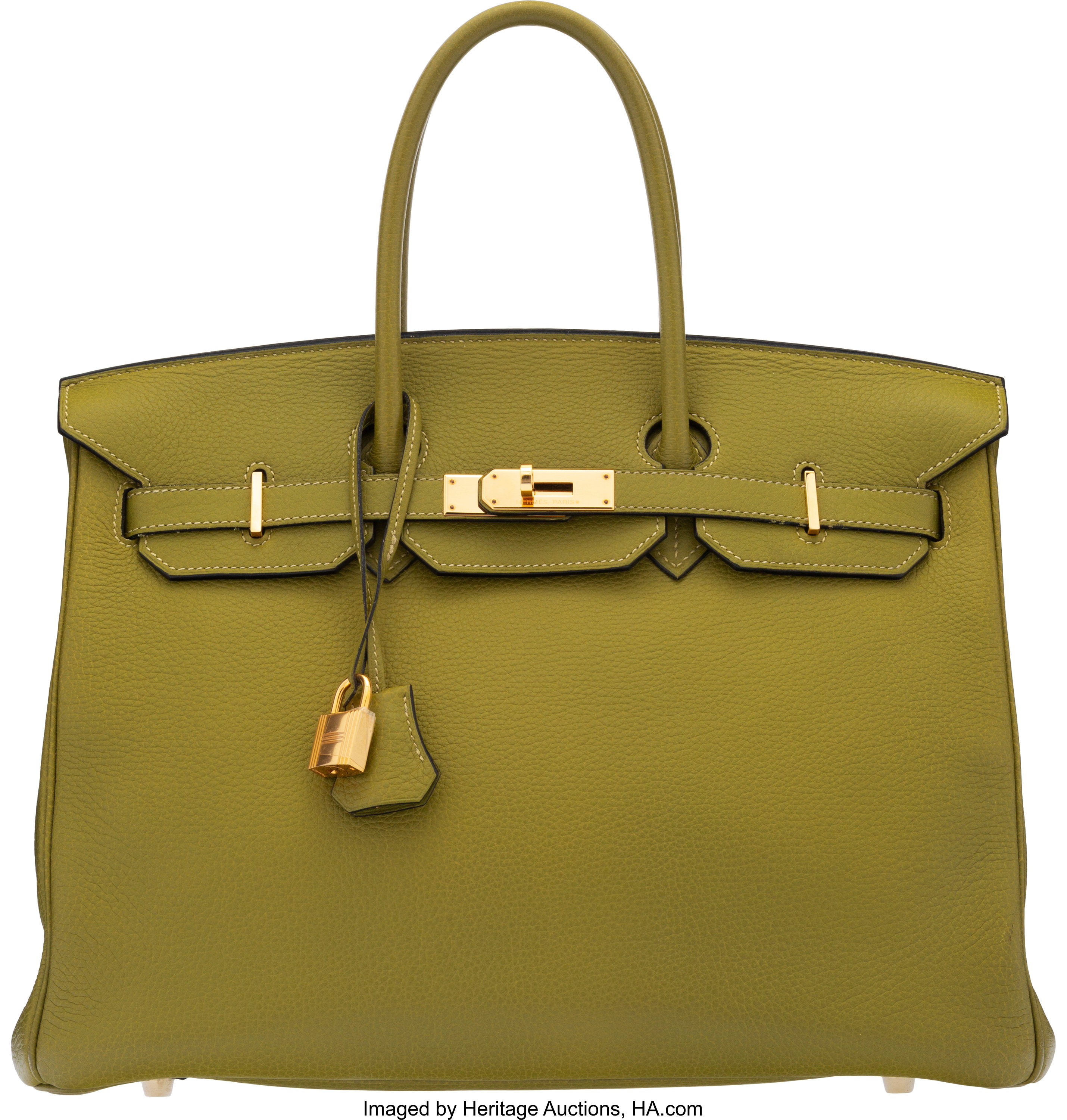 Hermès 35cm Vert Anis Togo Leather Birkin Bag with Gold Hardware. K ...
