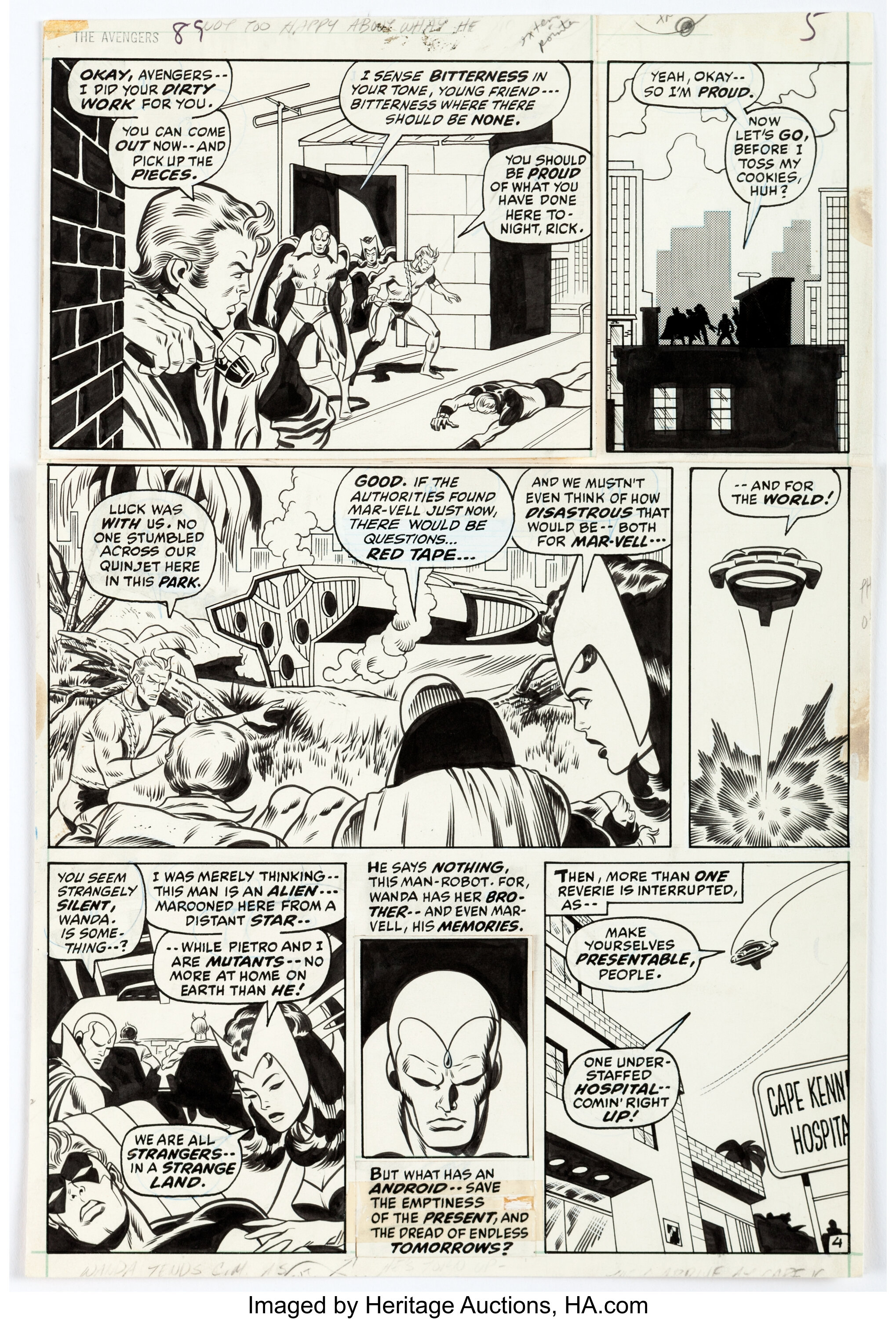 Sal Buscema and Sam Grainger Avengers #89 Story Page 4 Original Art ...