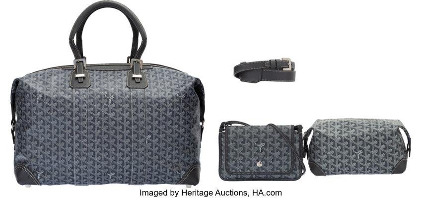 Goyard Set of Three: Gray Goyardine Boeing 45 Duffle Bag, Crossbody, Lot  #58236