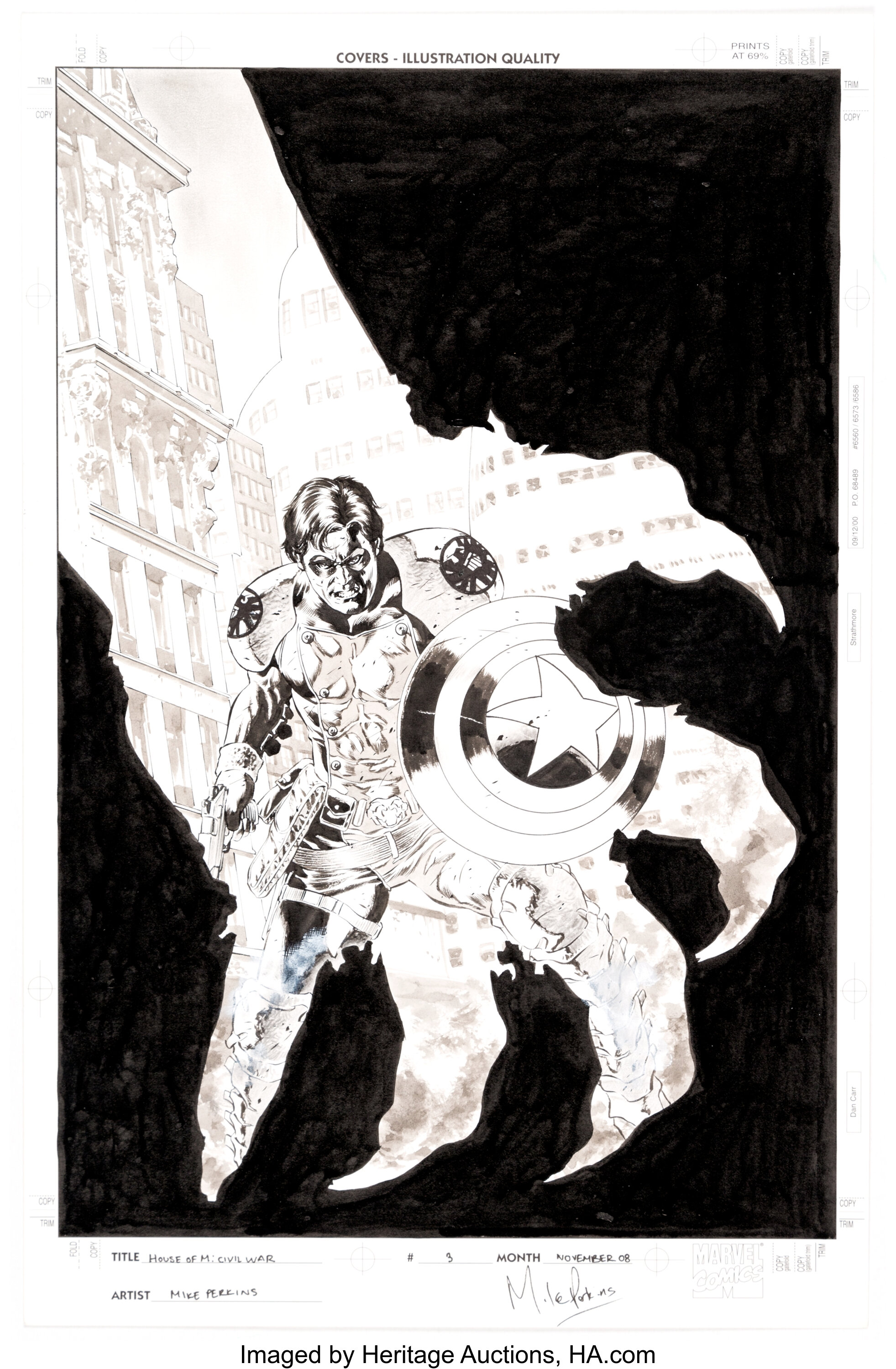 Mike Perkins Civil War House Of M 3 Cover Winter Soldier Bucky Lot 17206 Heritage Auctions