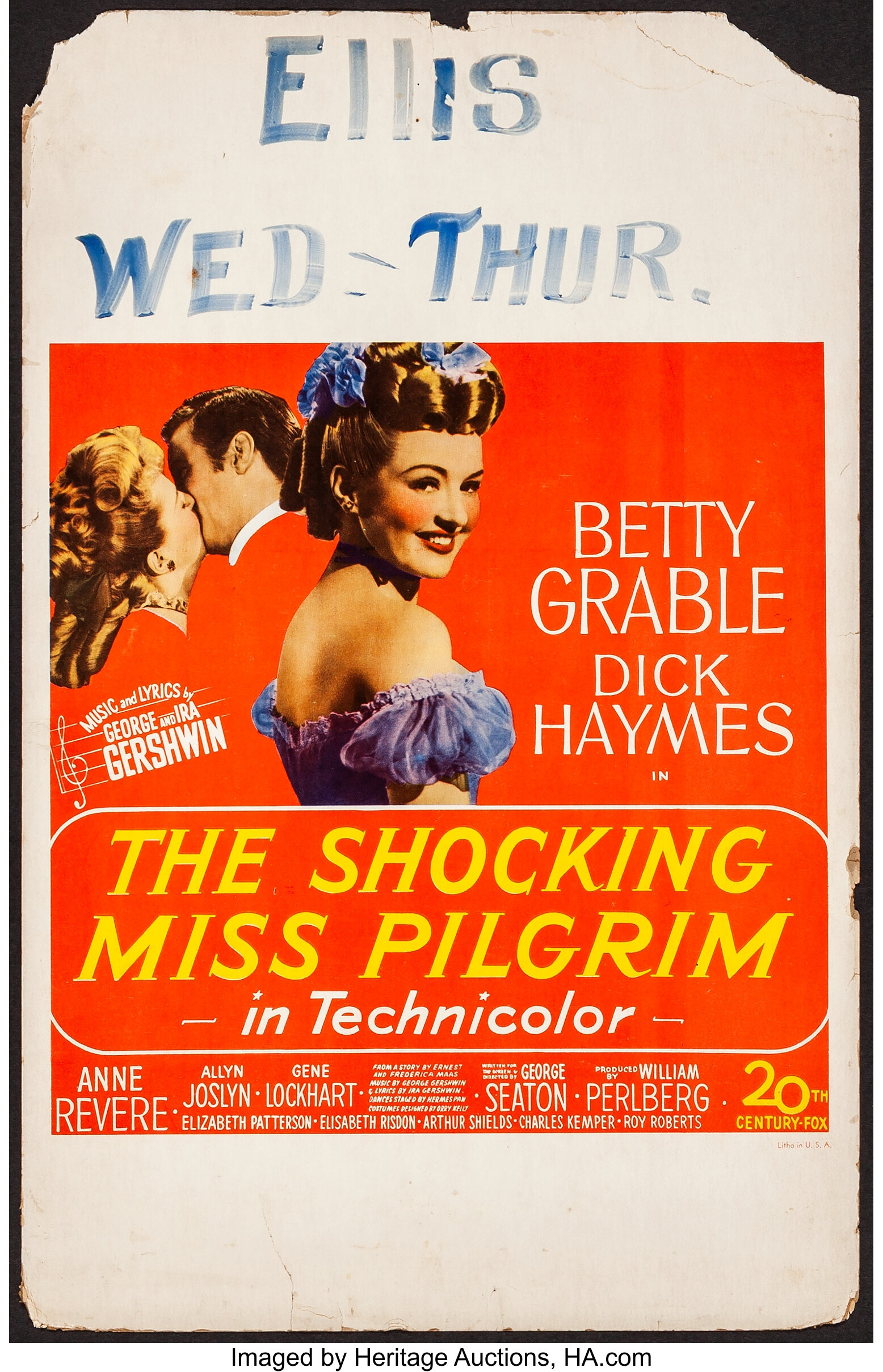 The Shocking Miss Pilgrim (20th Century Fox, 1947). Fine+. Window 