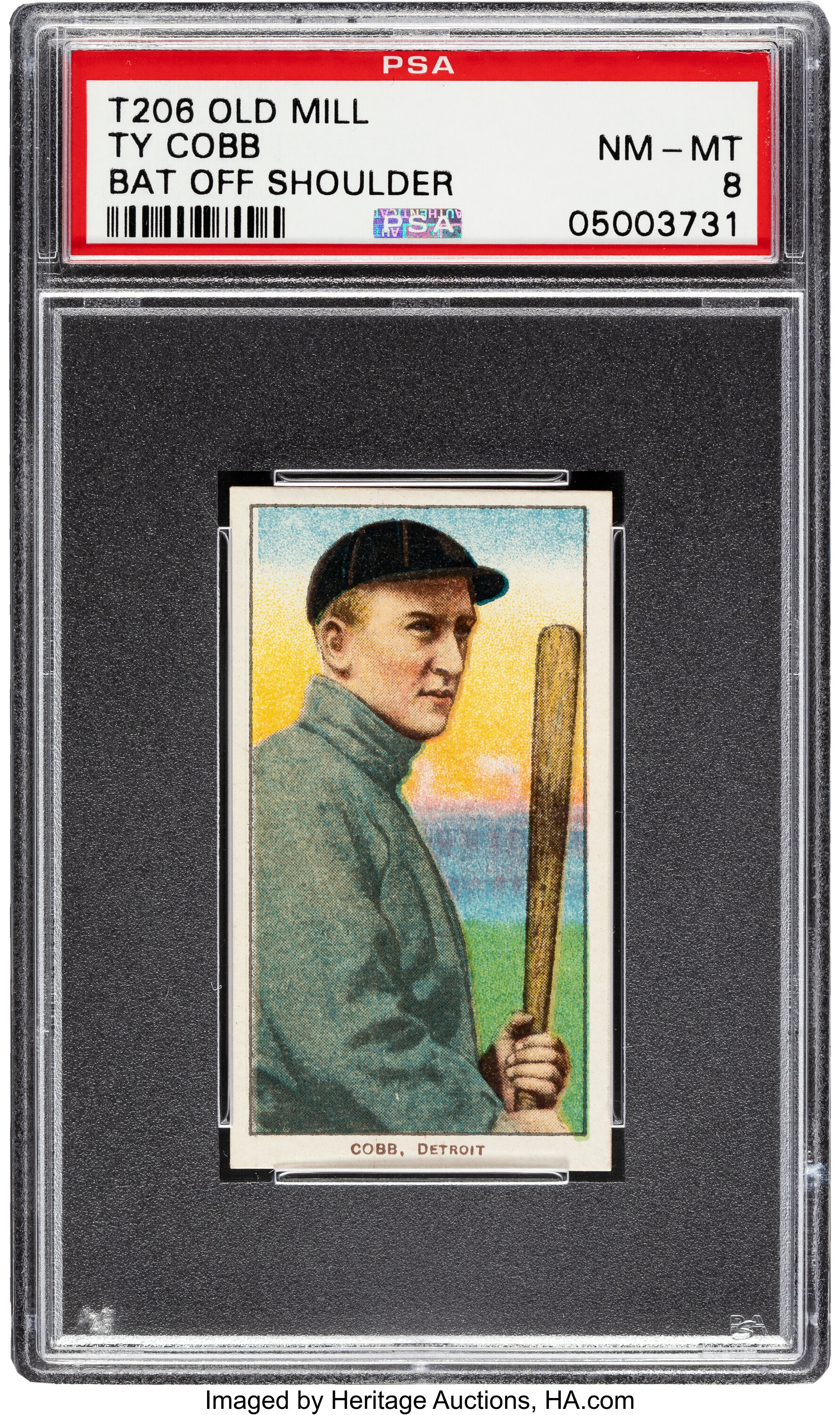 1909-11 T206 Old Mill Ty Cobb (Bat Off Shoulder) PSA NM-MT 8 - Pop