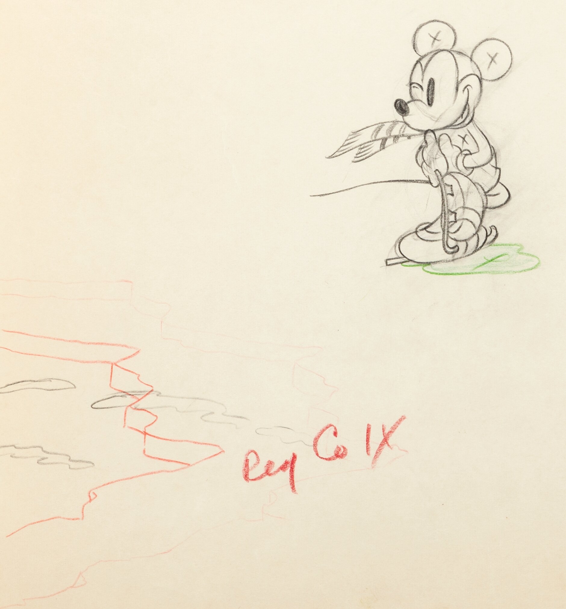 On Ice Mickey Mouse Animation Drawing (Walt Disney, 1935).. ... | Lot ...