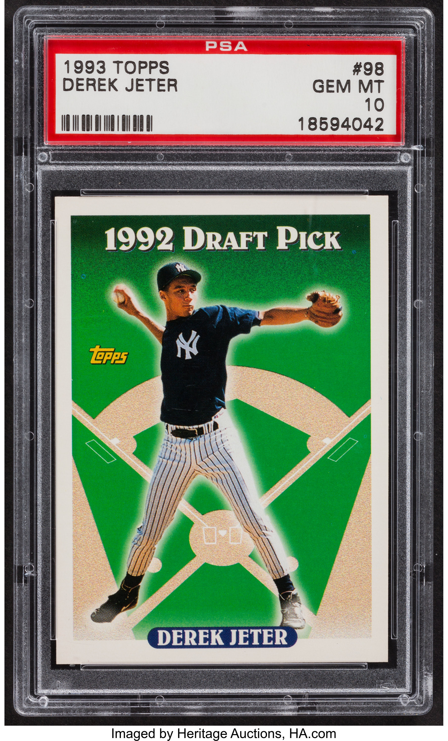 1993 Topps Derek Jeter #98 PSA Gem Mint 10. Baseball Cards, Lot #45103