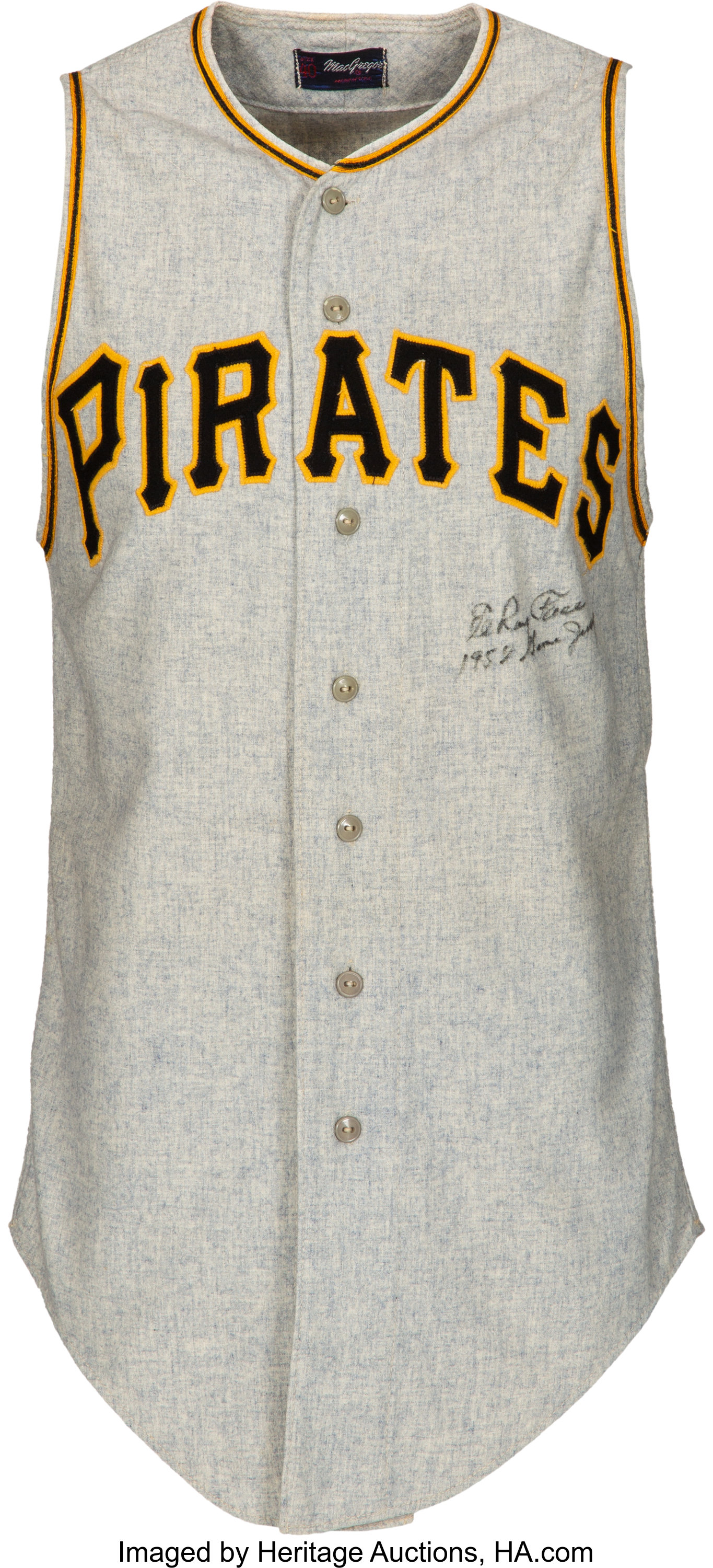 Lot Detail - 1959 Elroy Face Pittsburgh Pirates Game Worn Flannel Road Jersey  Vest - MEARS A10