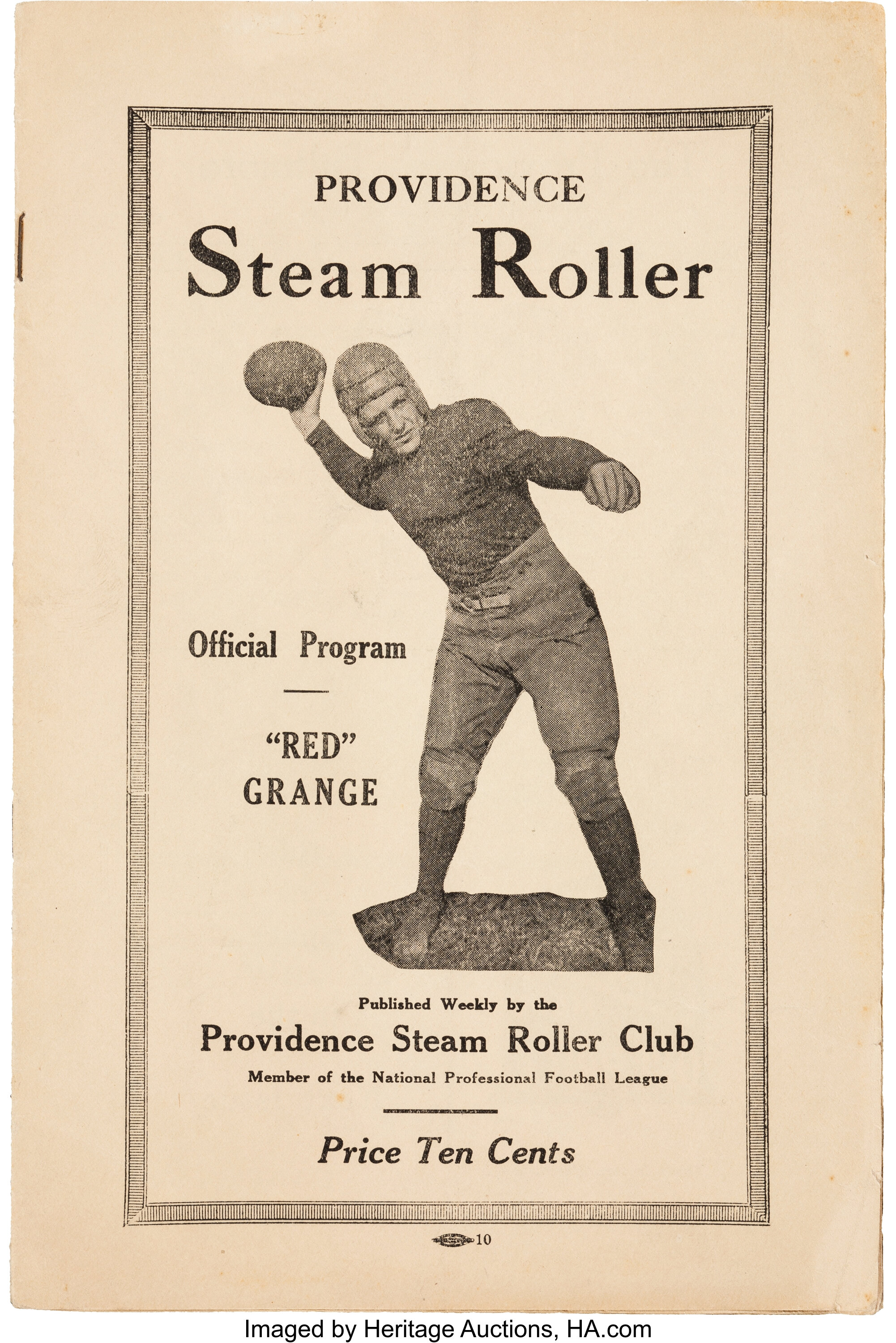 Lot Detail - NOV. 6, 1927 CHICAGO BEARS VS. PROVIDENCE STEAMROLLERS NFL GAME  PROGRAM