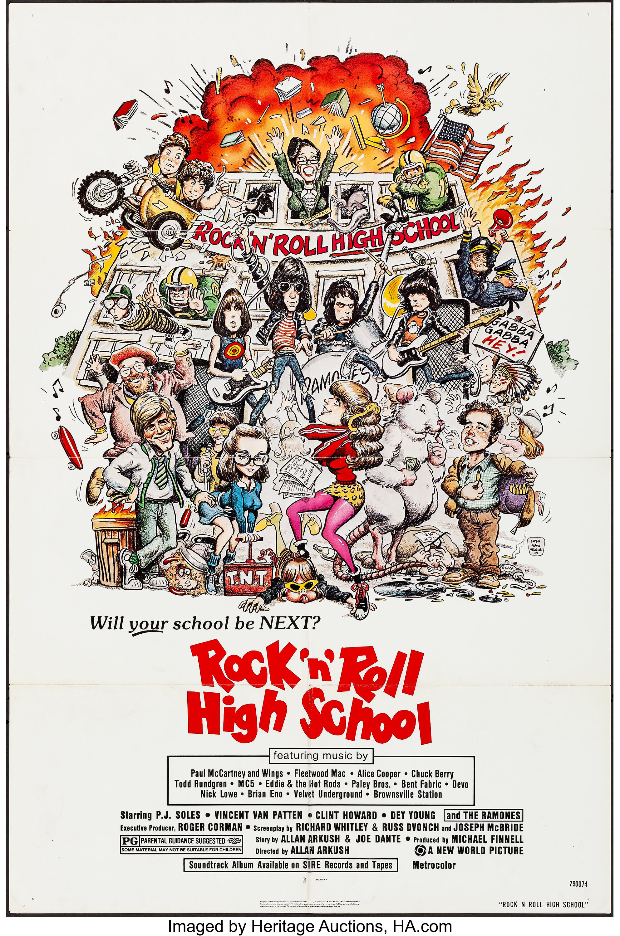 Rock 'n' Roll High School (New World, 1979). Folded, Very Fine