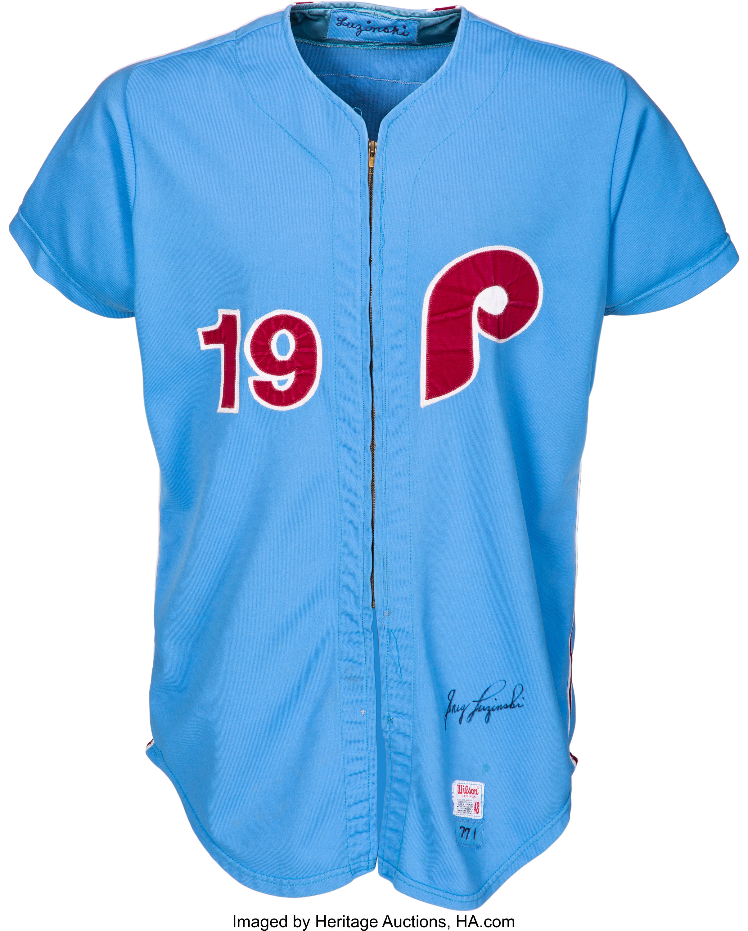 Philadelphia Phillies Greg Luzinski Blue Custom Pro Style Jersey with JSA