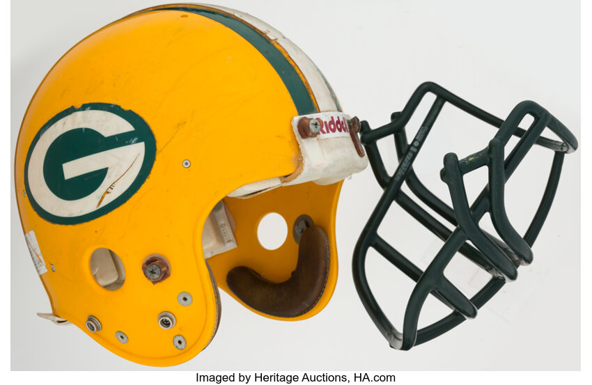 I won a Packers game worn helmet at the Sunday night game. The