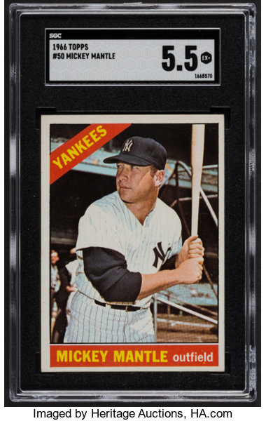 Sold at Auction: 1966 Topps #50 Mickey Mantle Baseball Card