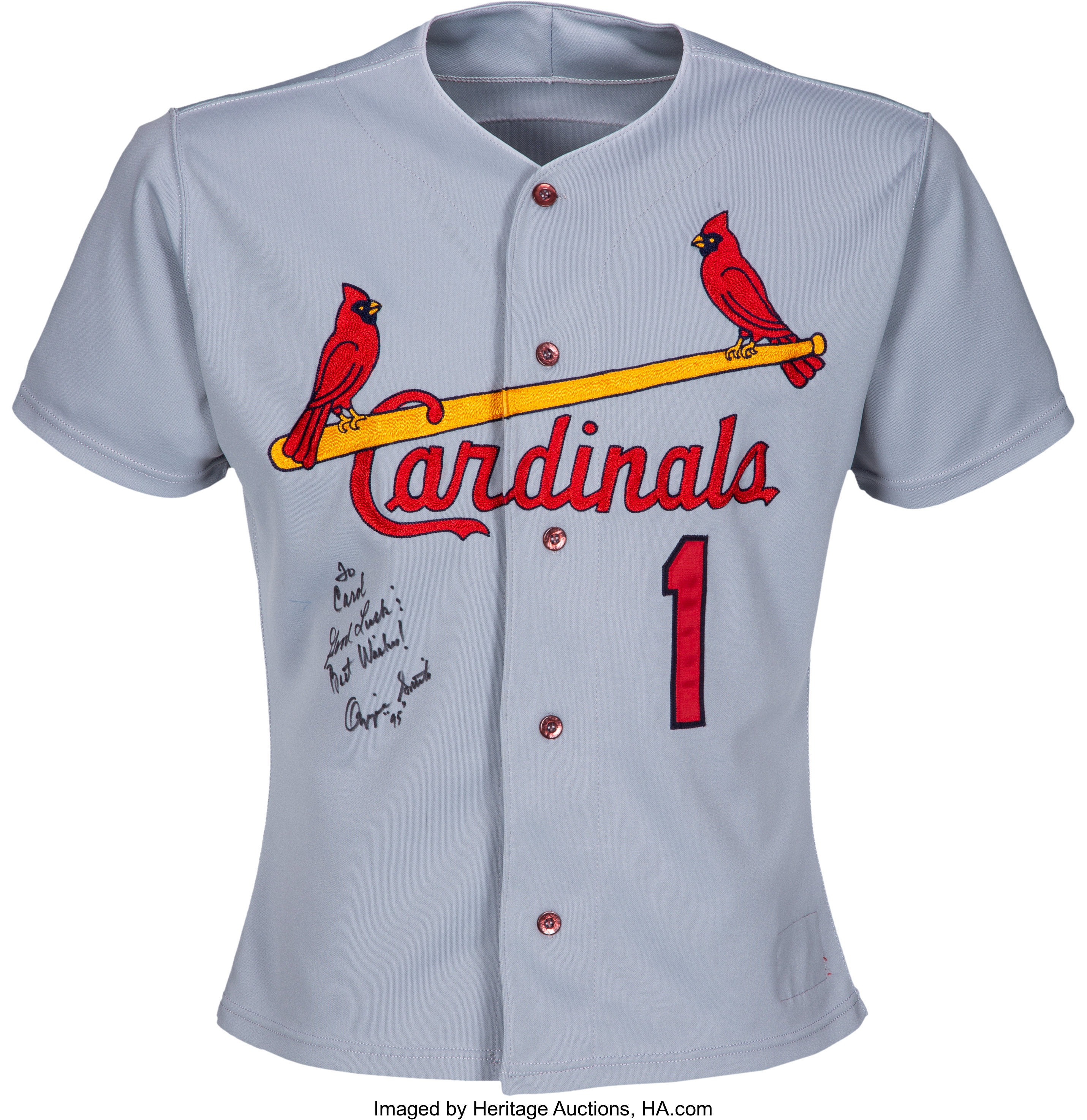 1995 Ozzie Smith Game Worn & Signed St. Louis Cardinals Jersey., Lot  #53480
