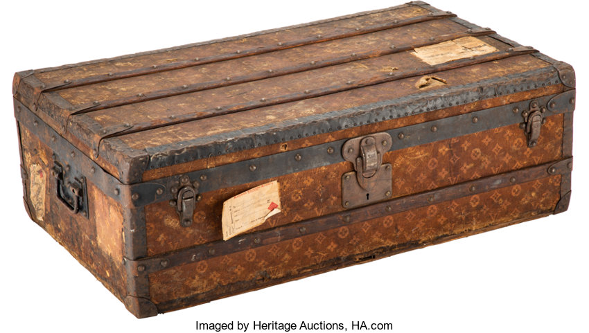 Cabin trunk monogrammed with Louis Vuitton stencil