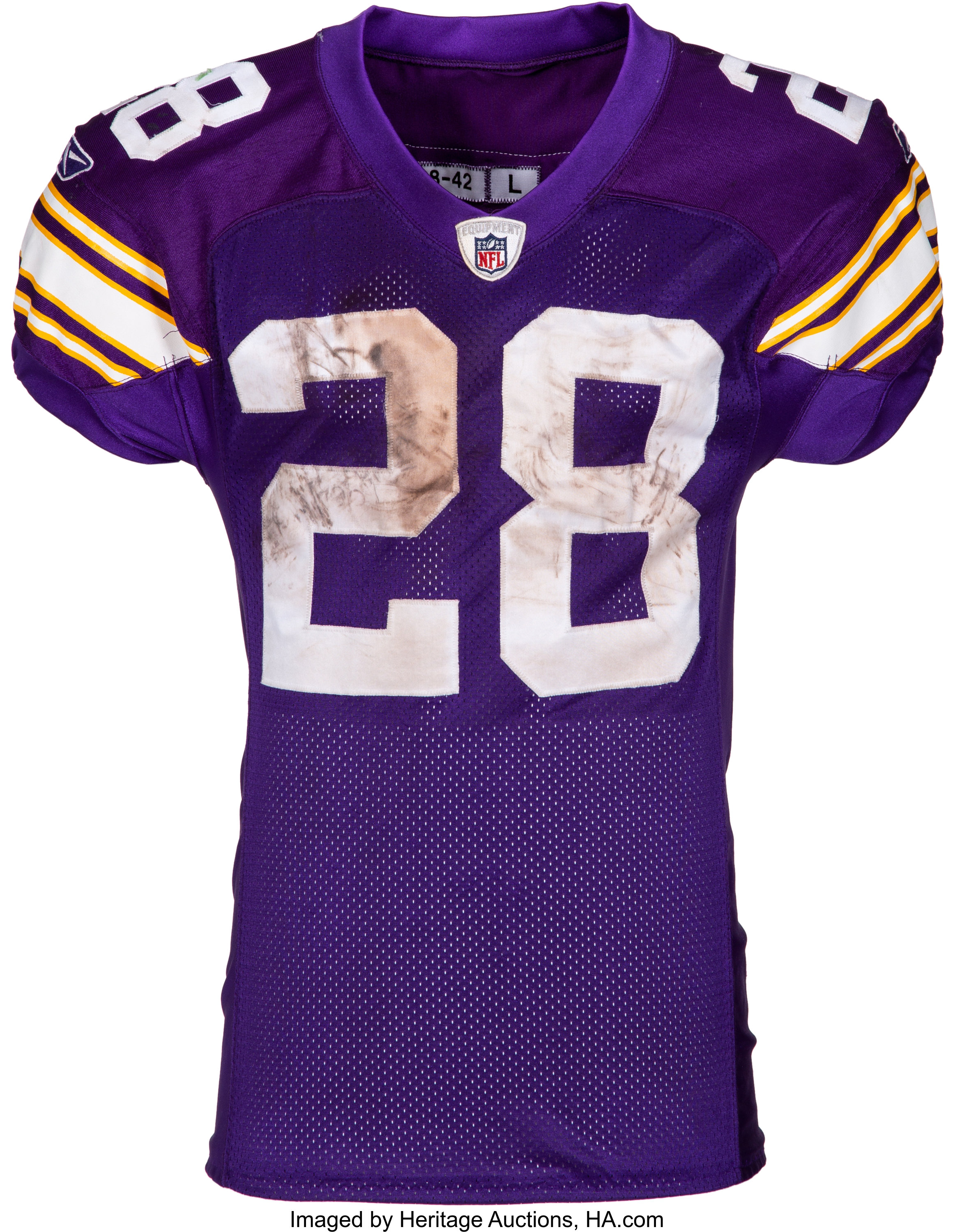 2010 Adrian Peterson Game Worn, Unwashed and Signed Minnesota, Lot #82825