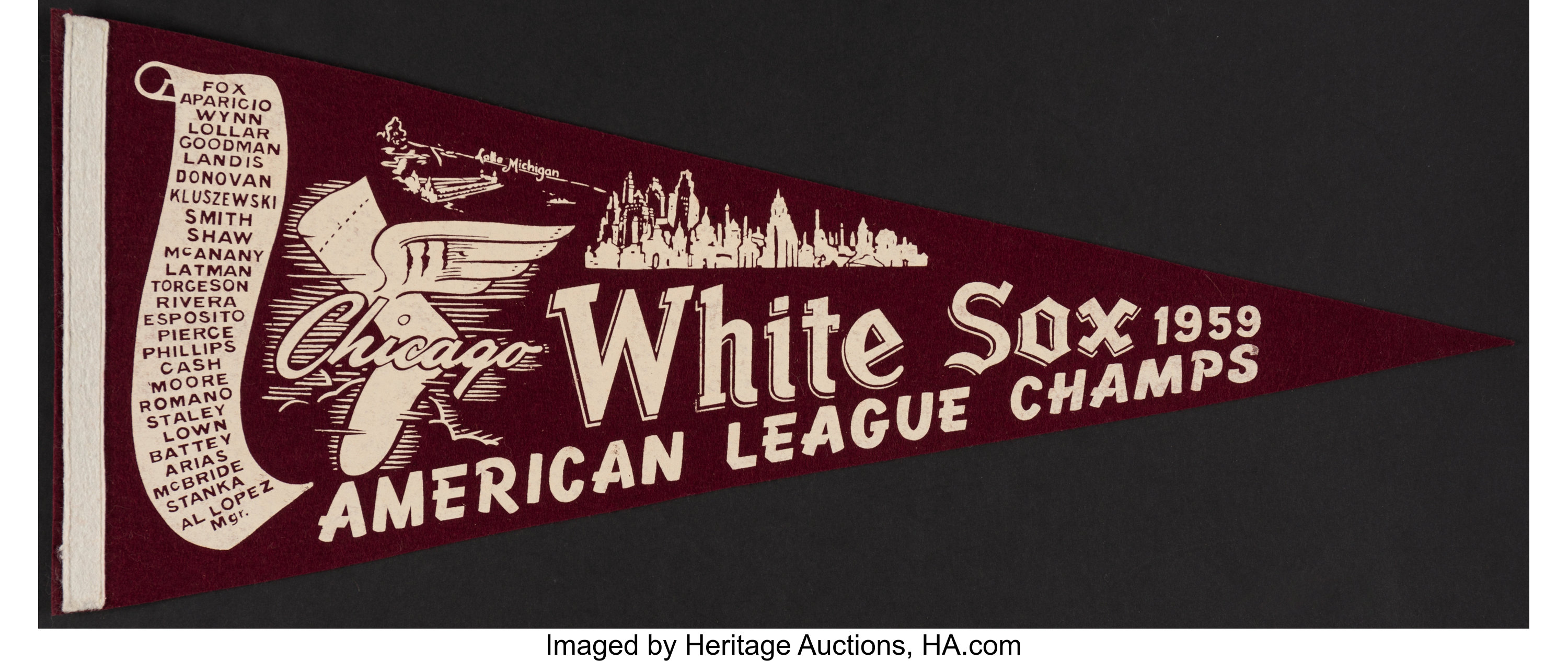 Lot Of 1959 Chicago White Sox World Series Items Program, Pennant