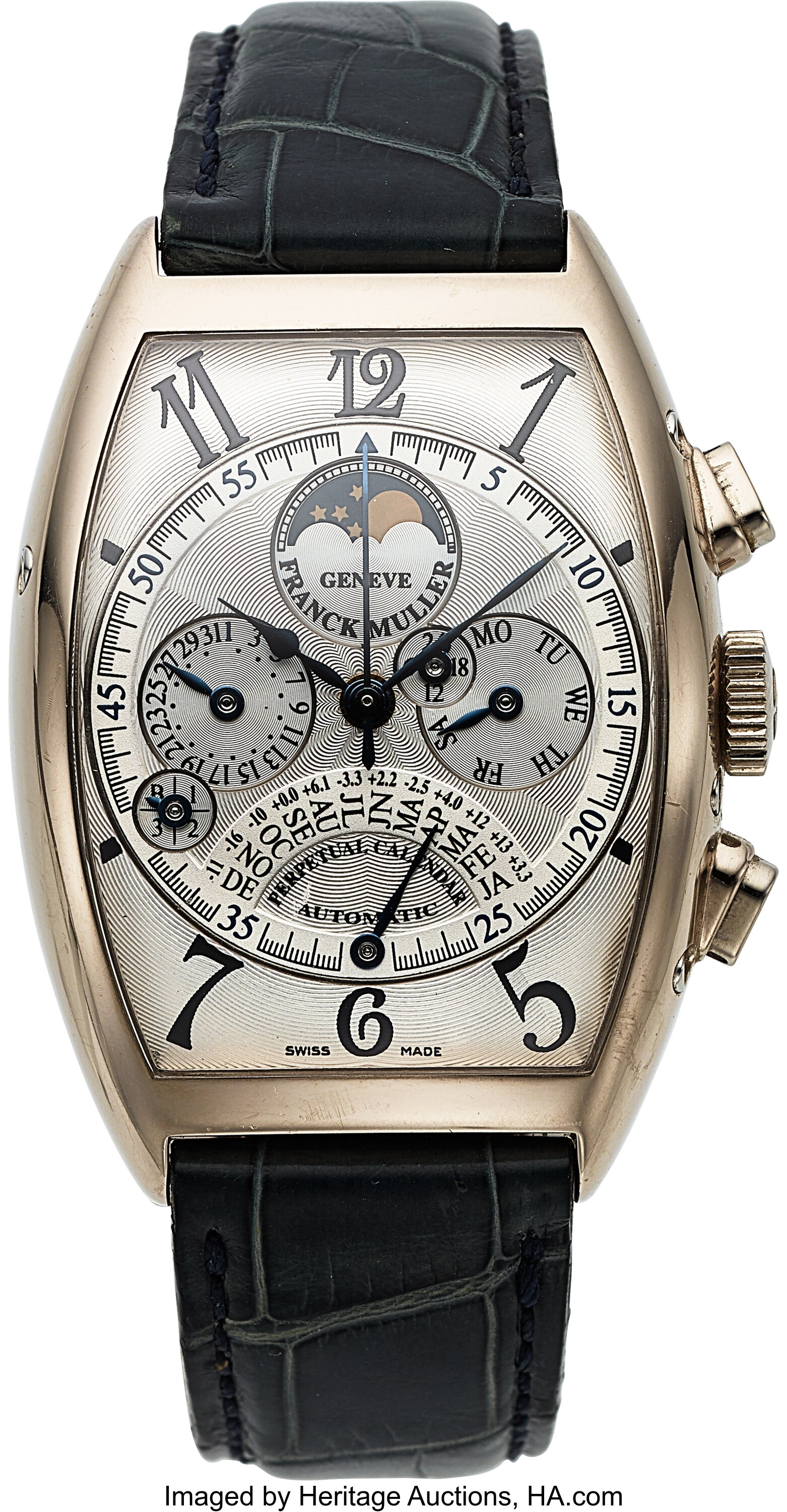 Franck Muller, Curvex Perpetual Calendar Chronograph, 18k White Lot