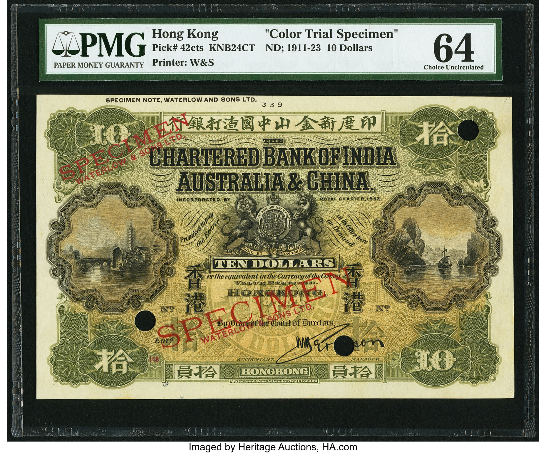 Hong Kong Chartered Bank of India, Australia & China 10 Dollars ND