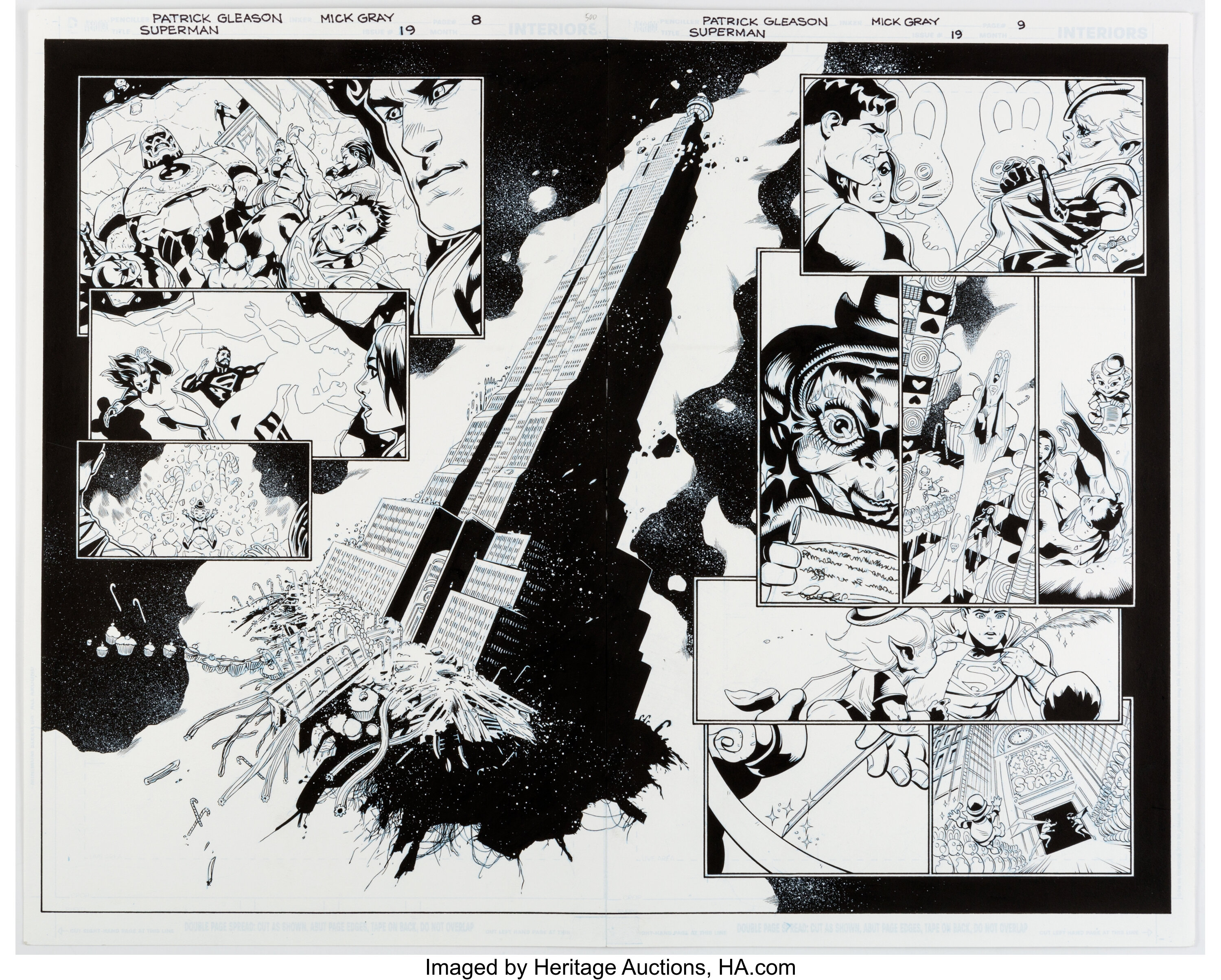 Patrick Gleason and Mick Gray Superman #19 Splash Pages 8 and 9 | Lot ...