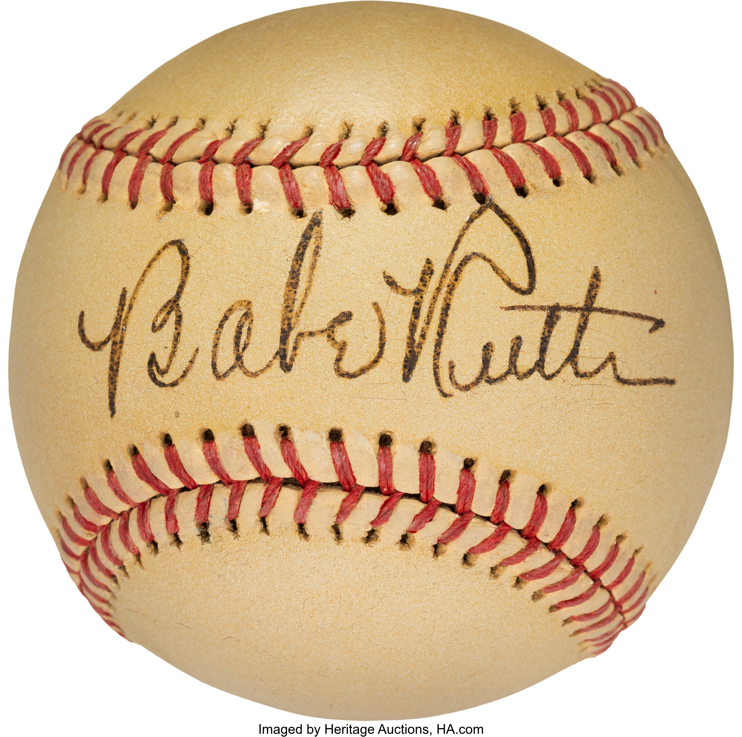 Babe Ruth Single Signed Baseball with Beautiful Sweet Spot Signature (PSA)