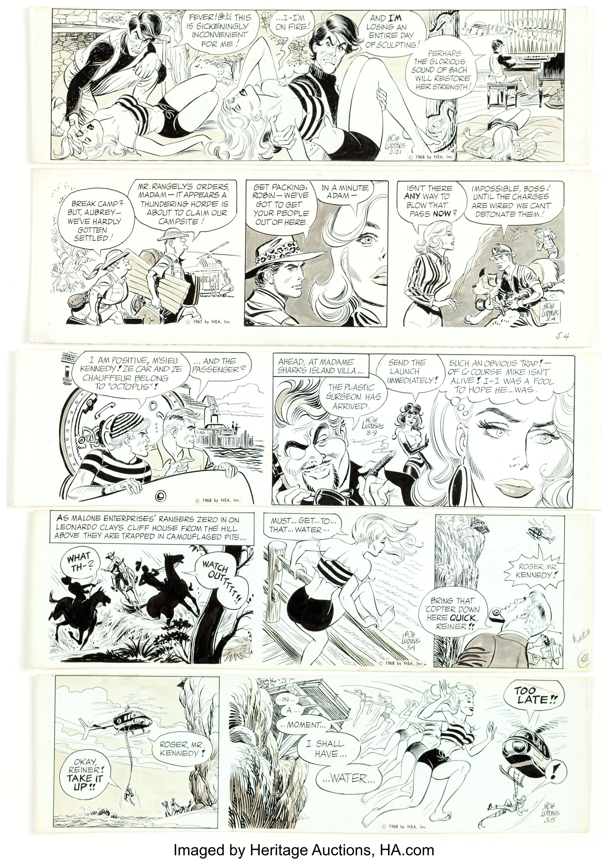 Bob Lubbers Robin Malone Daily Comic Strip Original Art Group of 20 ...