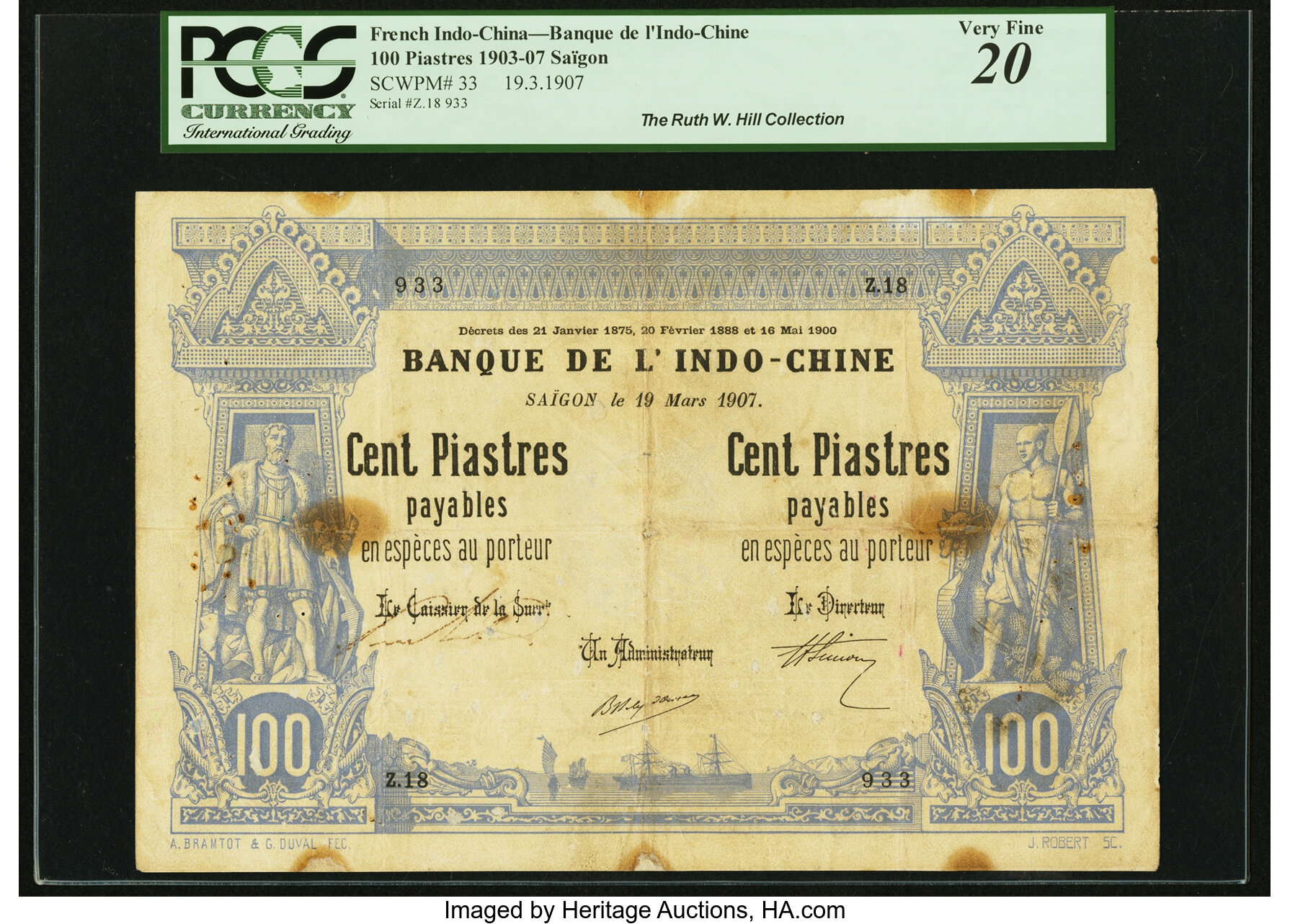 French Indochina Banque de l'Indo-Chine, Saigon 100 Piastres | Lot