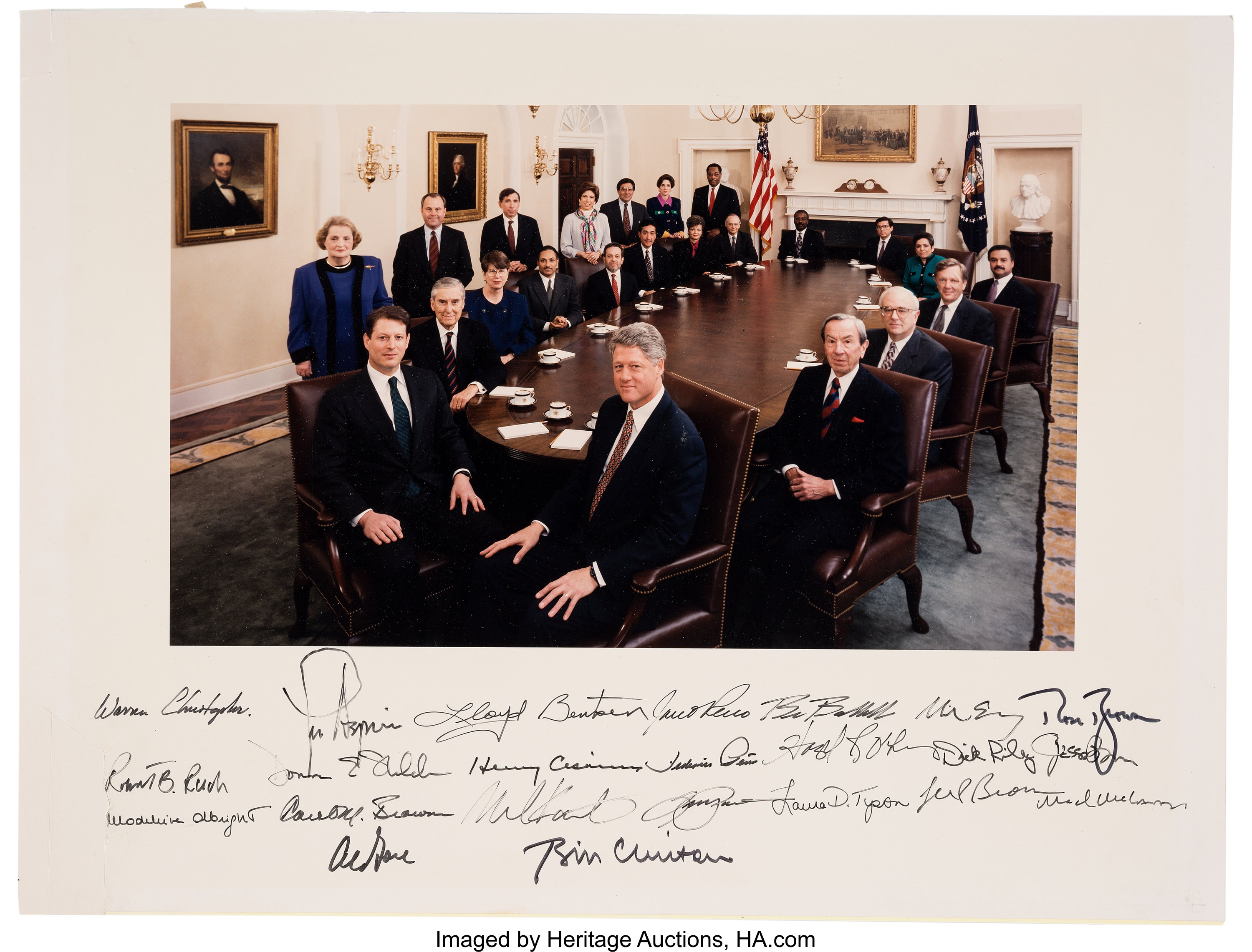 Bill Clinton And His Cabinet Photograph Signed Bill Clinton
