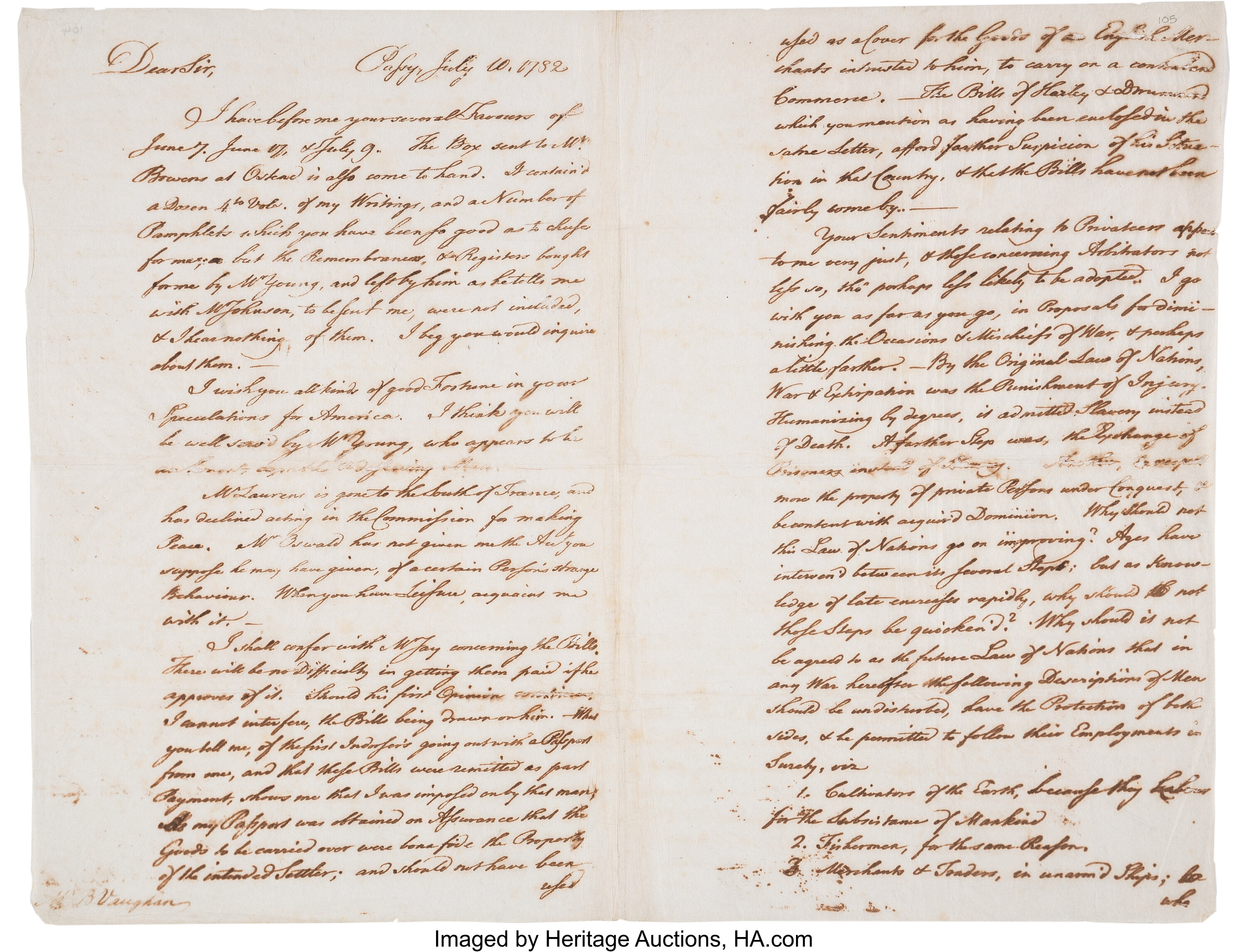 Benjamin Franklin Copy-Press Letter of Autograph Letter Signed ...