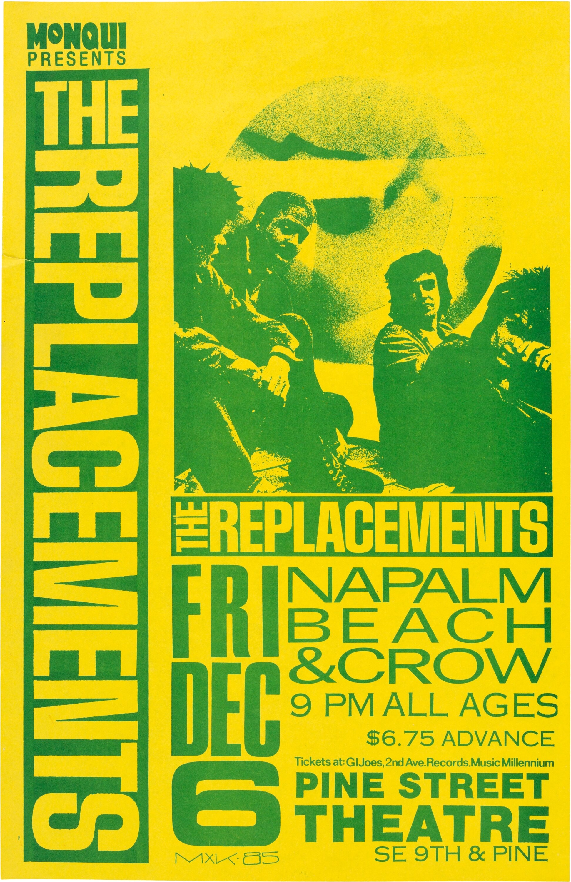 The Replacements/Napalm Beach Pine Street Theatre Concert Poster | Lot ...