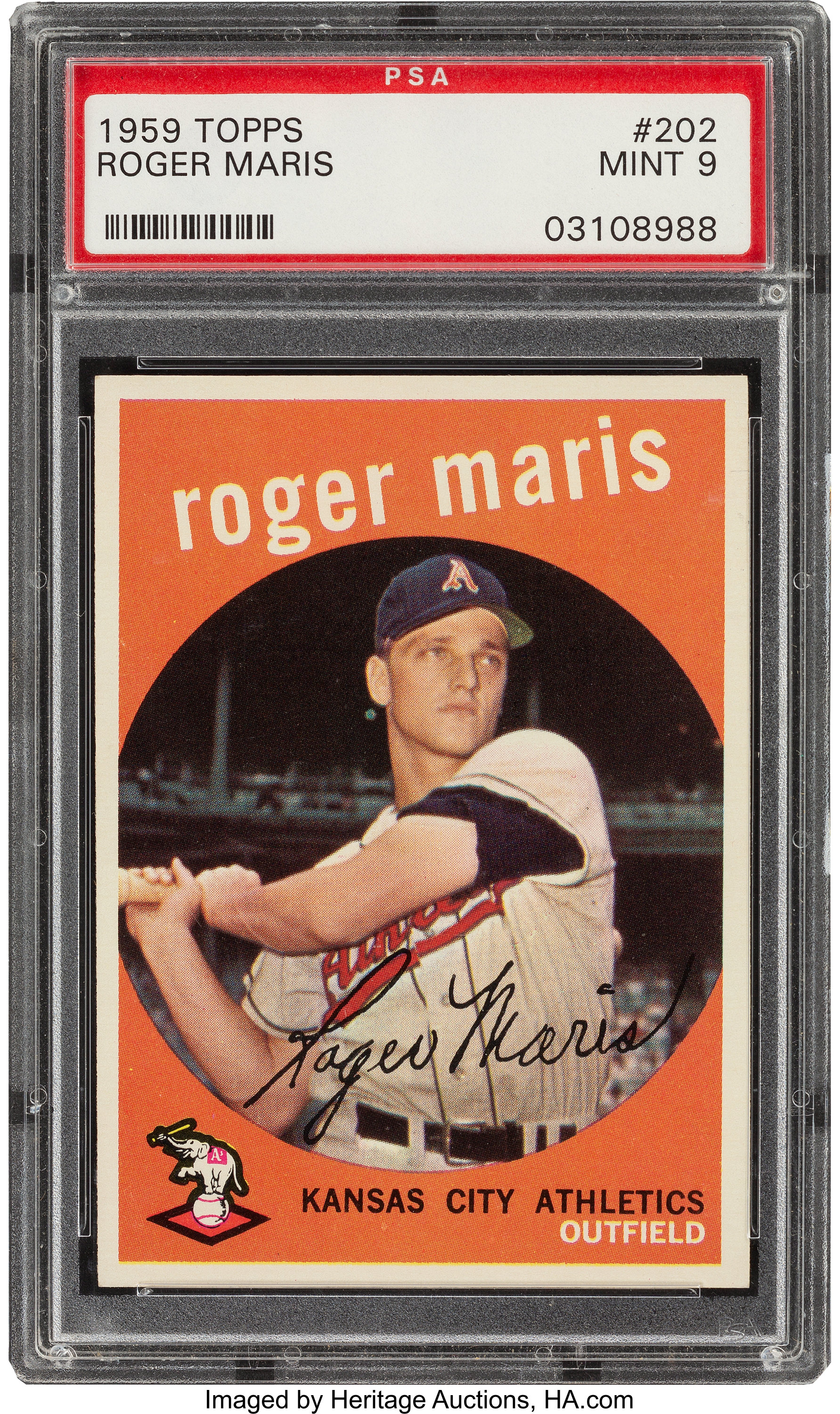 1959 Topps Roger Maris #202 PSA Mint 9 - None Higher. Baseball