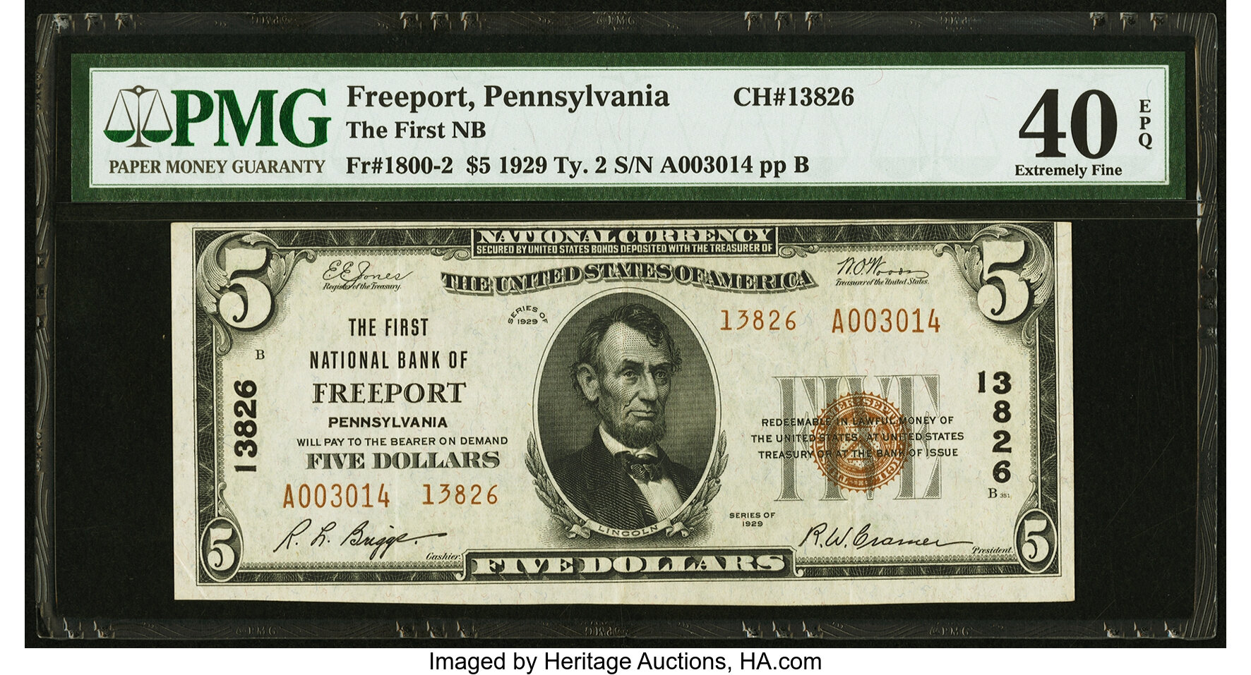 Freeport Pa 5 1929 Ty 2 The First National Bank Ch 136 Lot Heritage Auctions