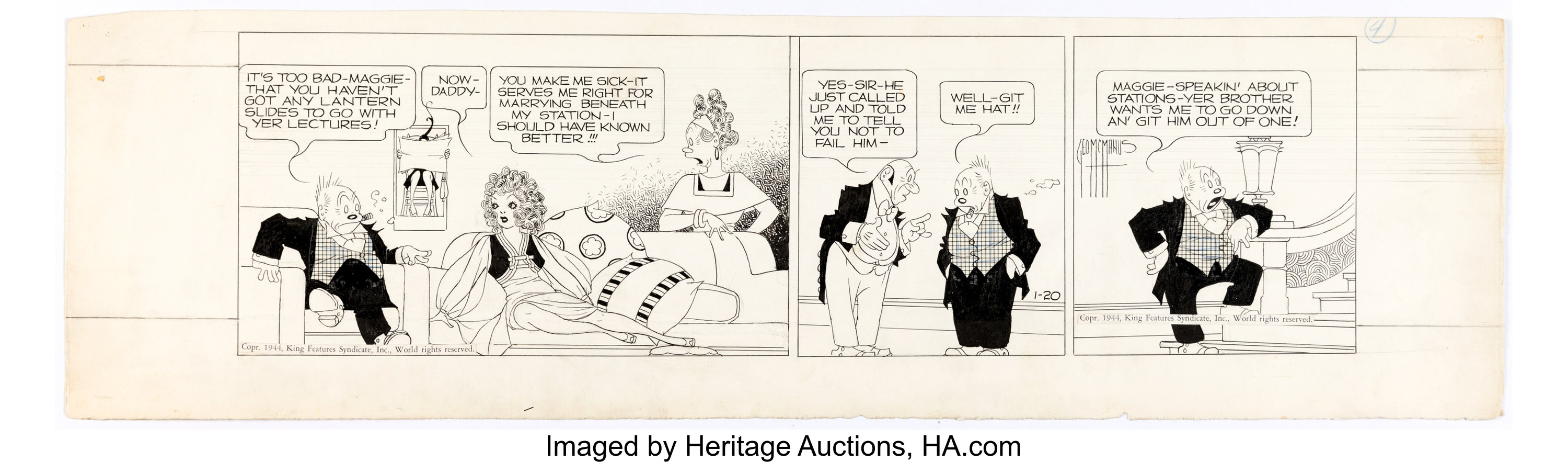 George Mcmanus Bringing Up Father Daily Comic Strip Original Art Lot 11152 Heritage Auctions