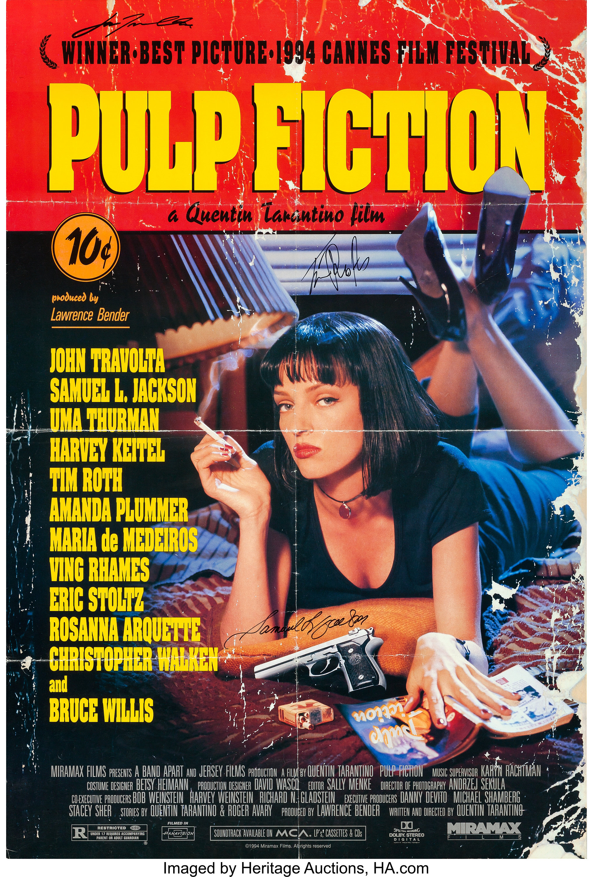 Pulp Fiction Miramax 1994 Folded Very Fine Autographed One Lot Heritage Auctions