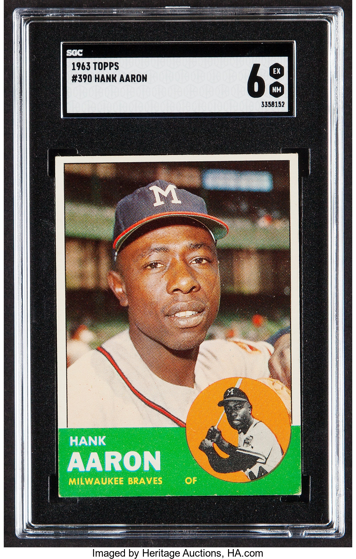 1963 Topps #390 Hank Aaron Milwaukee Braves All Star Baseball