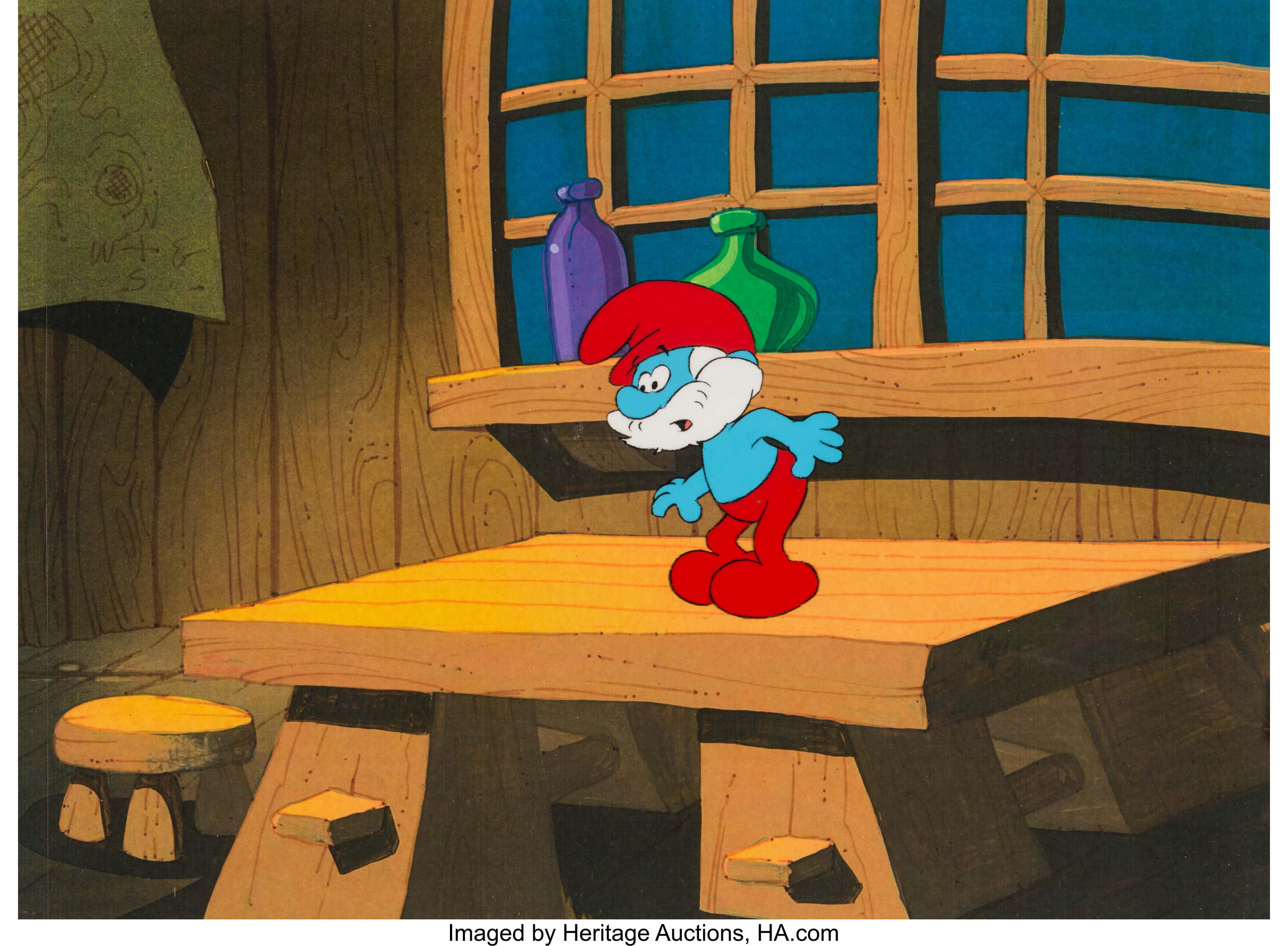 Smurfs Papa Smurf Production Cel Hanna Barbera 1981 Lot 13264 Heritage Auctions 