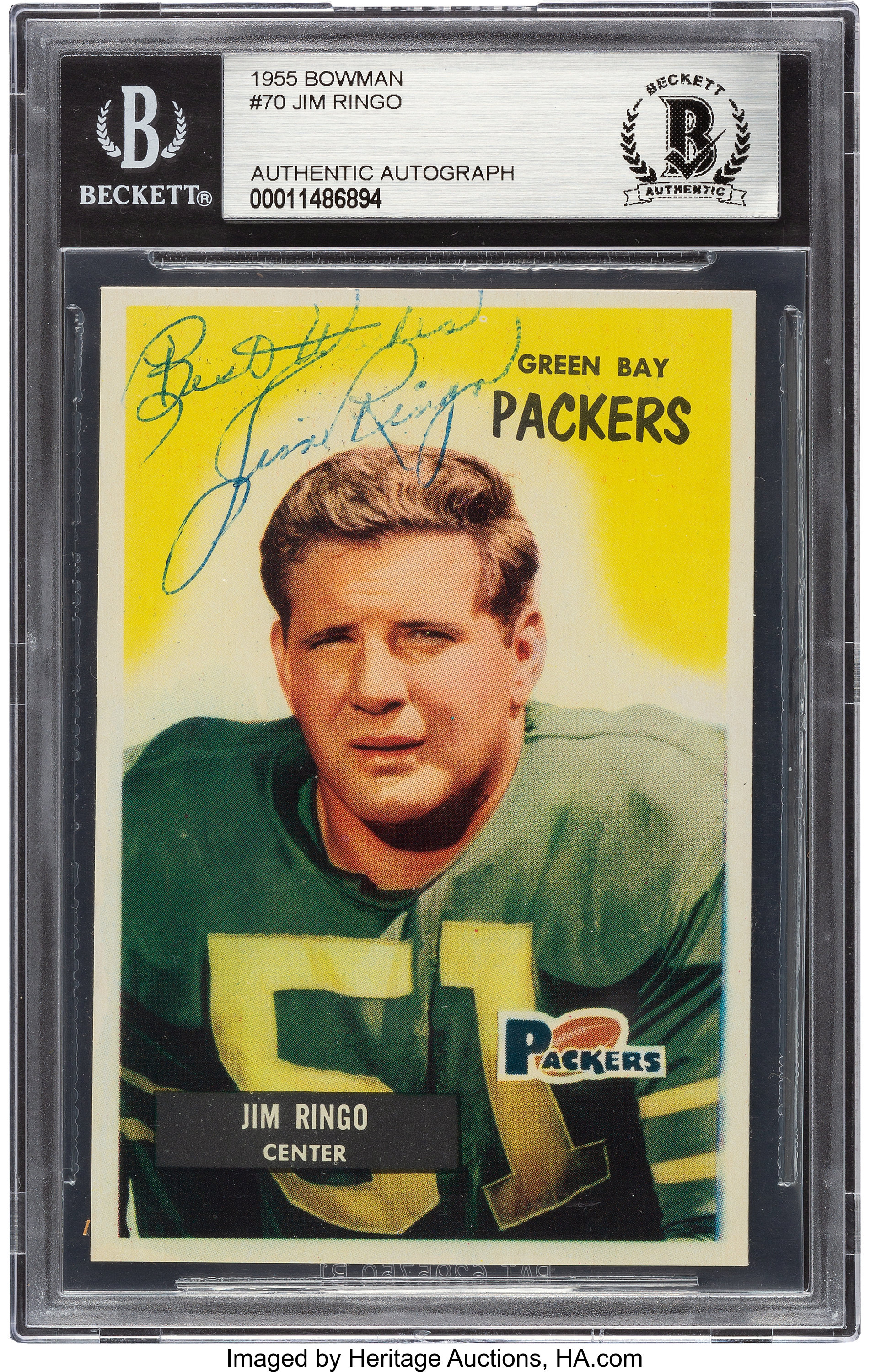 Jim Ringo Signed Green Bay Packers Photo