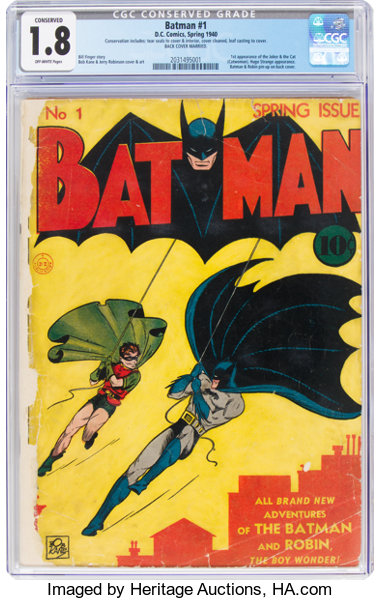 Golden Age (1938-1955):Superhero, Batman #1 (DC, 1940) CGC Conserved GD- 1.8 Off-white pages....