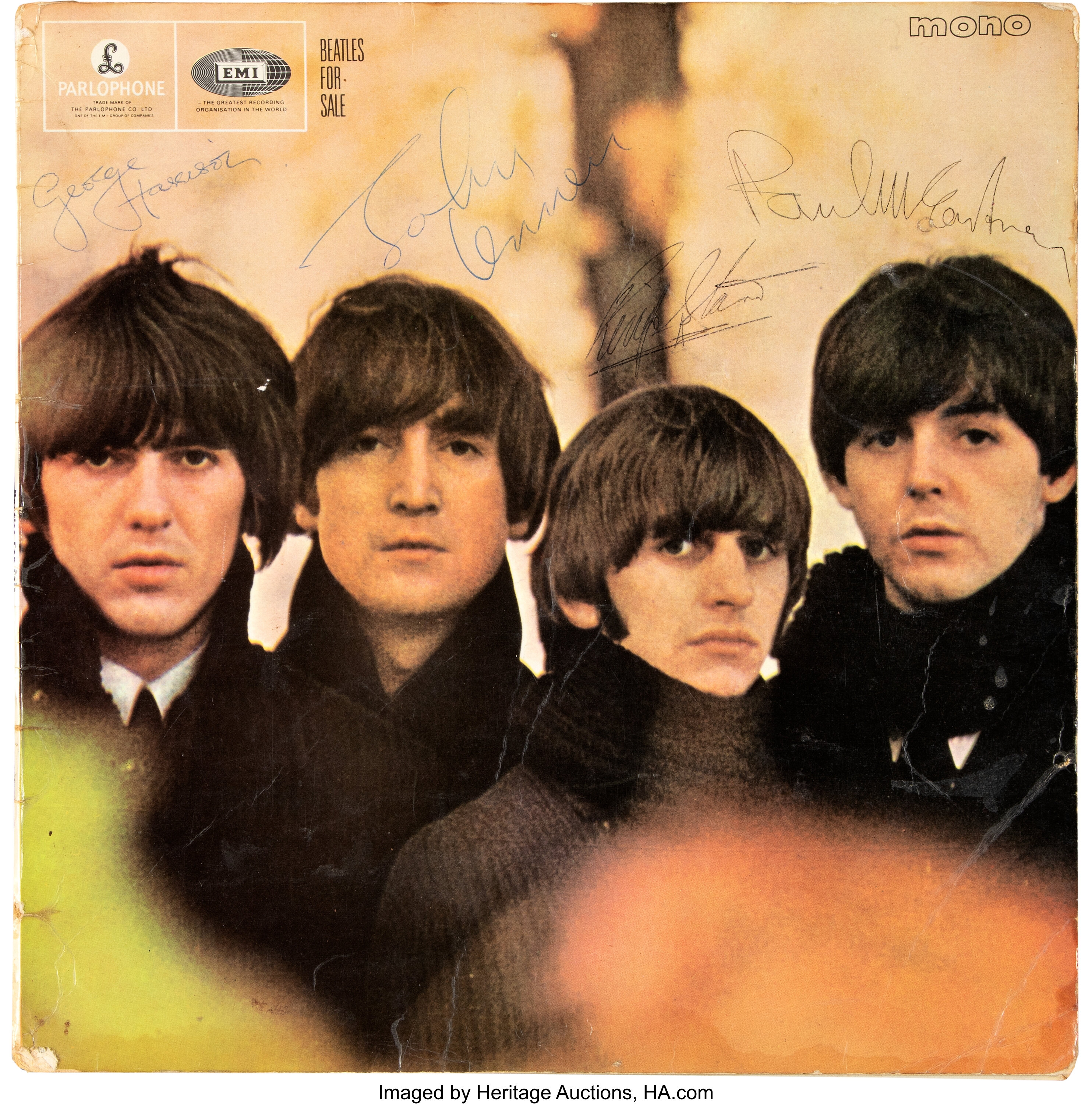 Beatles For Sale UK Mono Album Jacket Signed By All Four Members