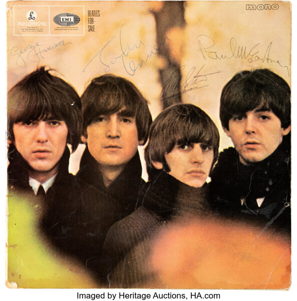 Beatles For Sale UK Mono Album Jacket Signed By All Four Members 