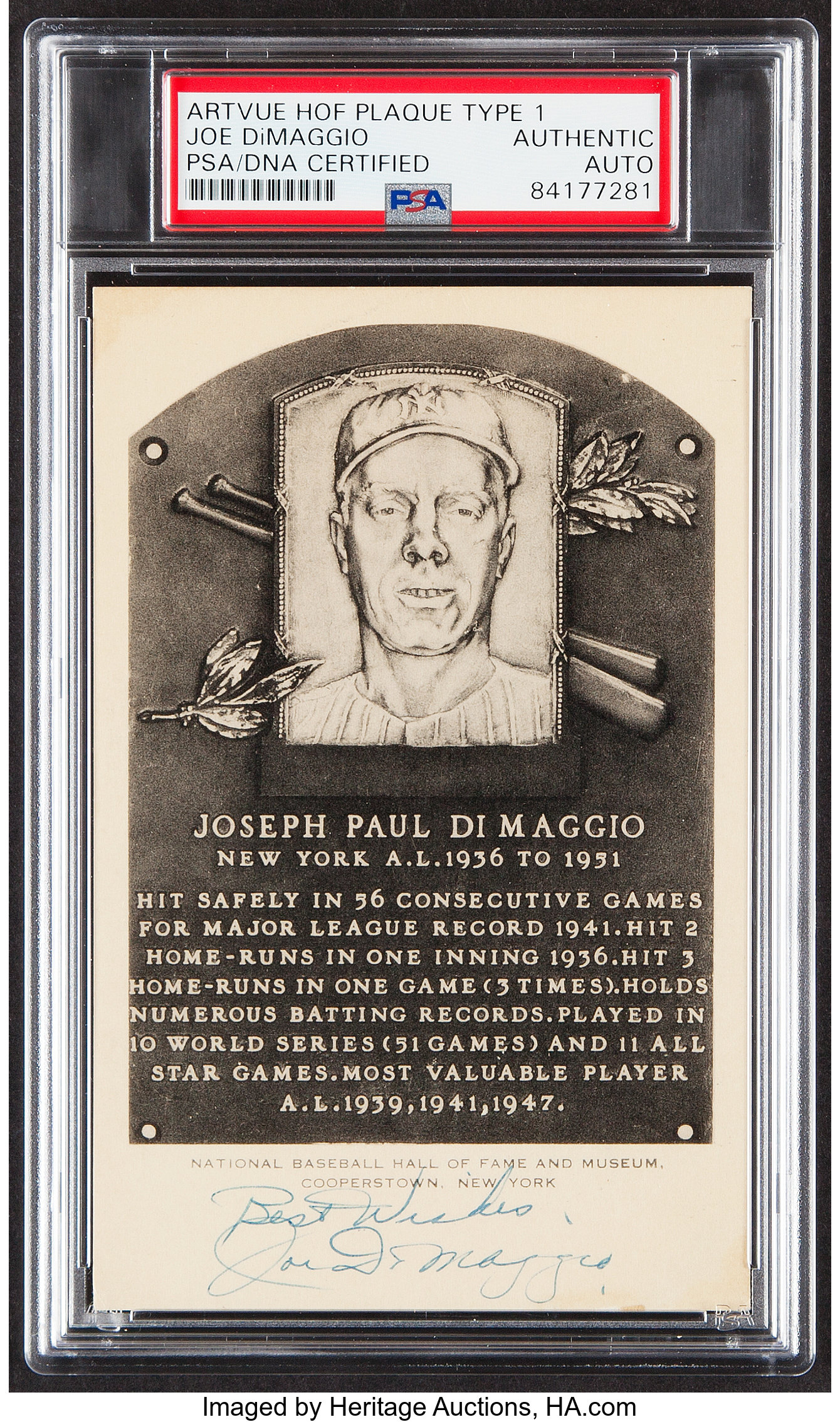 1947 Joe DiMaggio World Series Game Five Worn & Signed New York, Lot  #50069