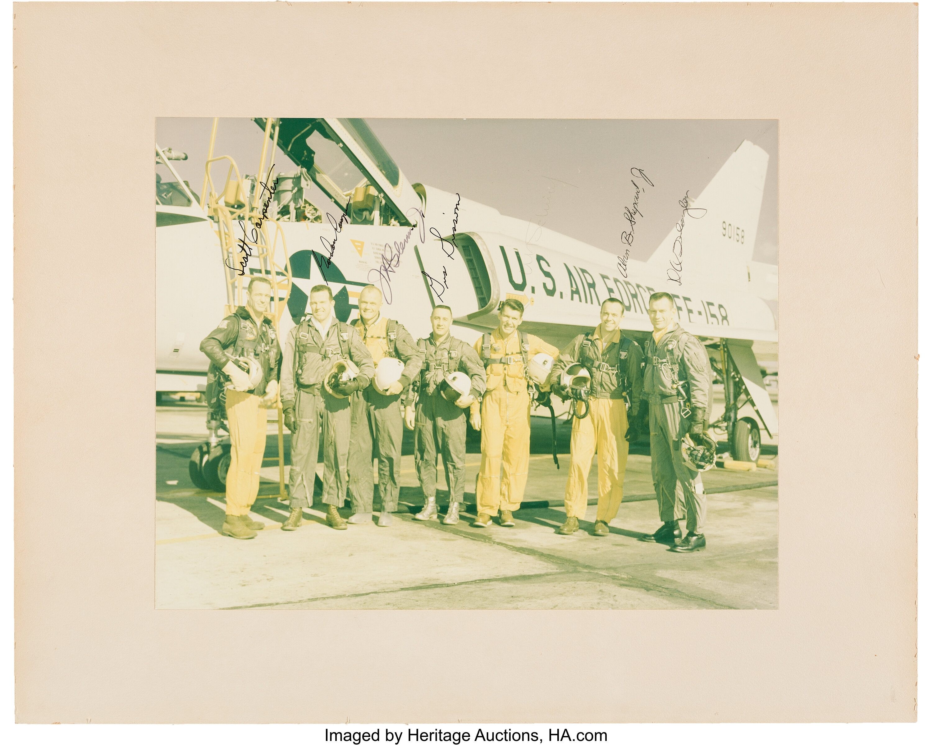 Mercury Seven Astronauts: Large Vintage Signed Color Photo (by | Lot