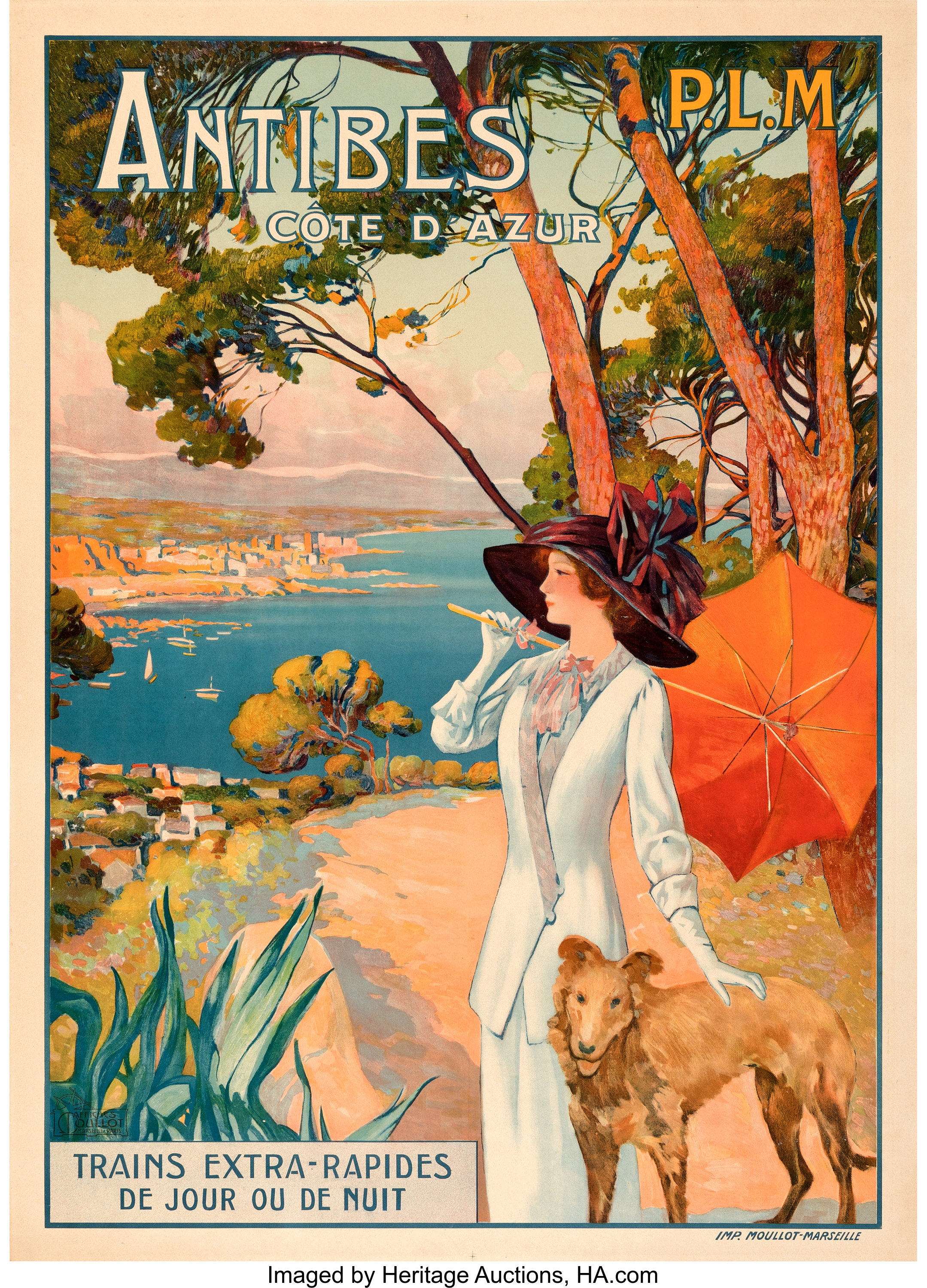 Antibes Cote d'Azur (P.L.M., c. 1910). Very Fine on Linen. French | Lot #86064 | Heritage