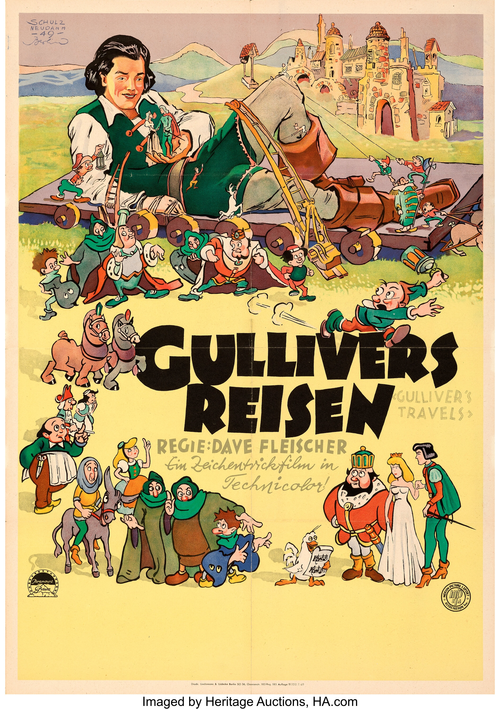 Gulliver s Travels Paramount 1949 . Folded Very Fine . First