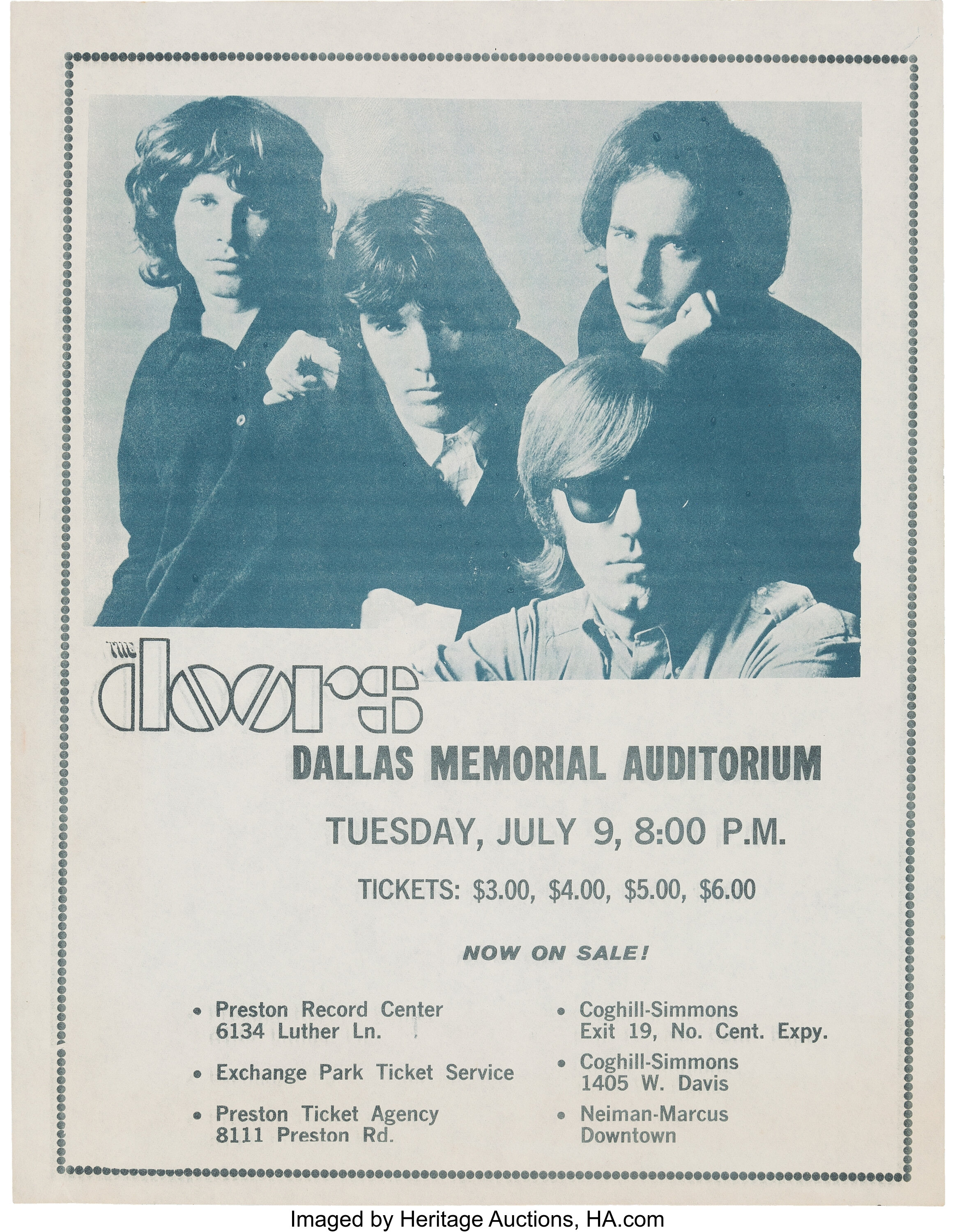 The Doors 1968 Dallas Concert Flyer From The Week Hello I Love Lot 174 Heritage Auctions