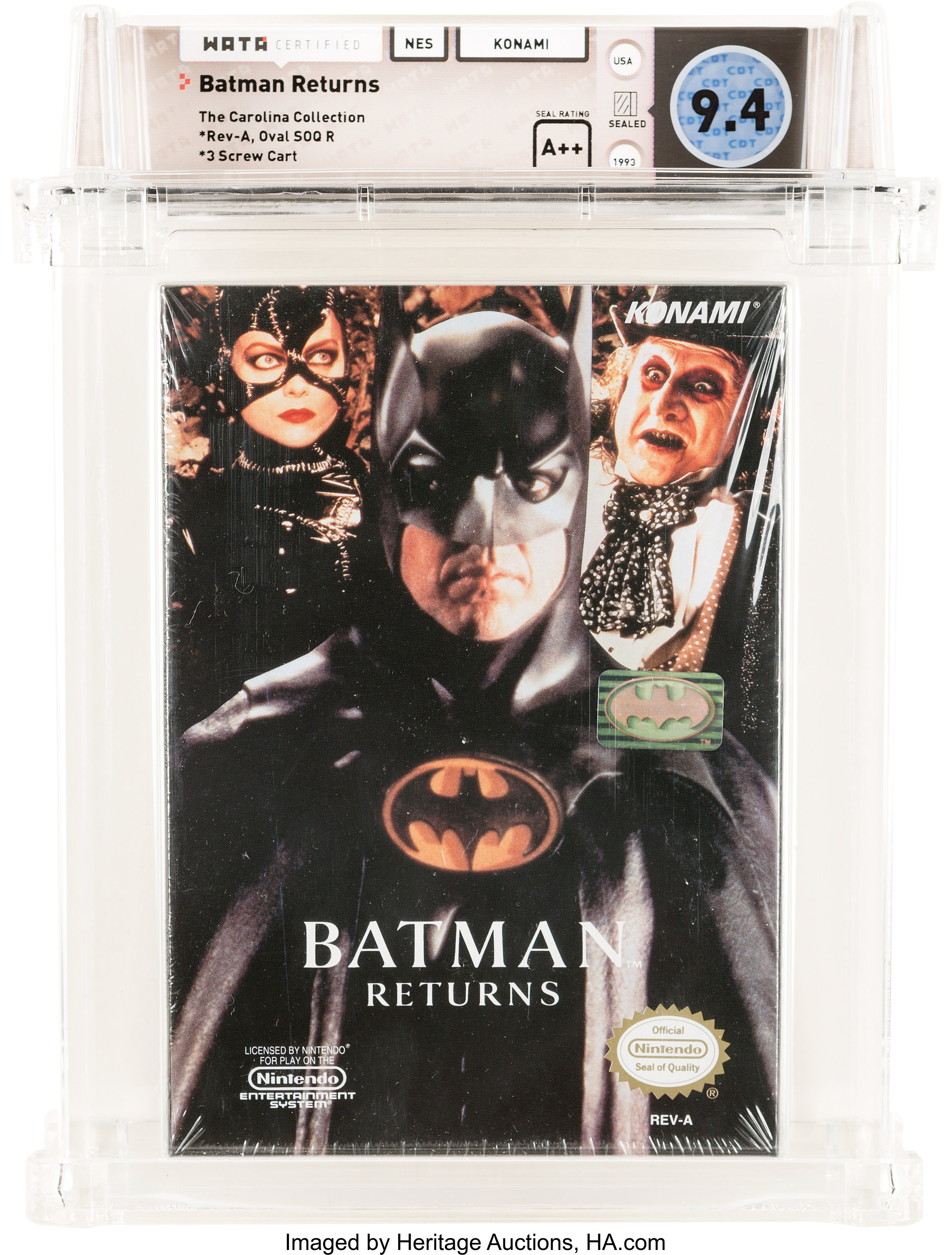 Batman Returns - Carolina Collection Wata  A++ Sealed NES Konami | Lot  #97036 | Heritage Auctions