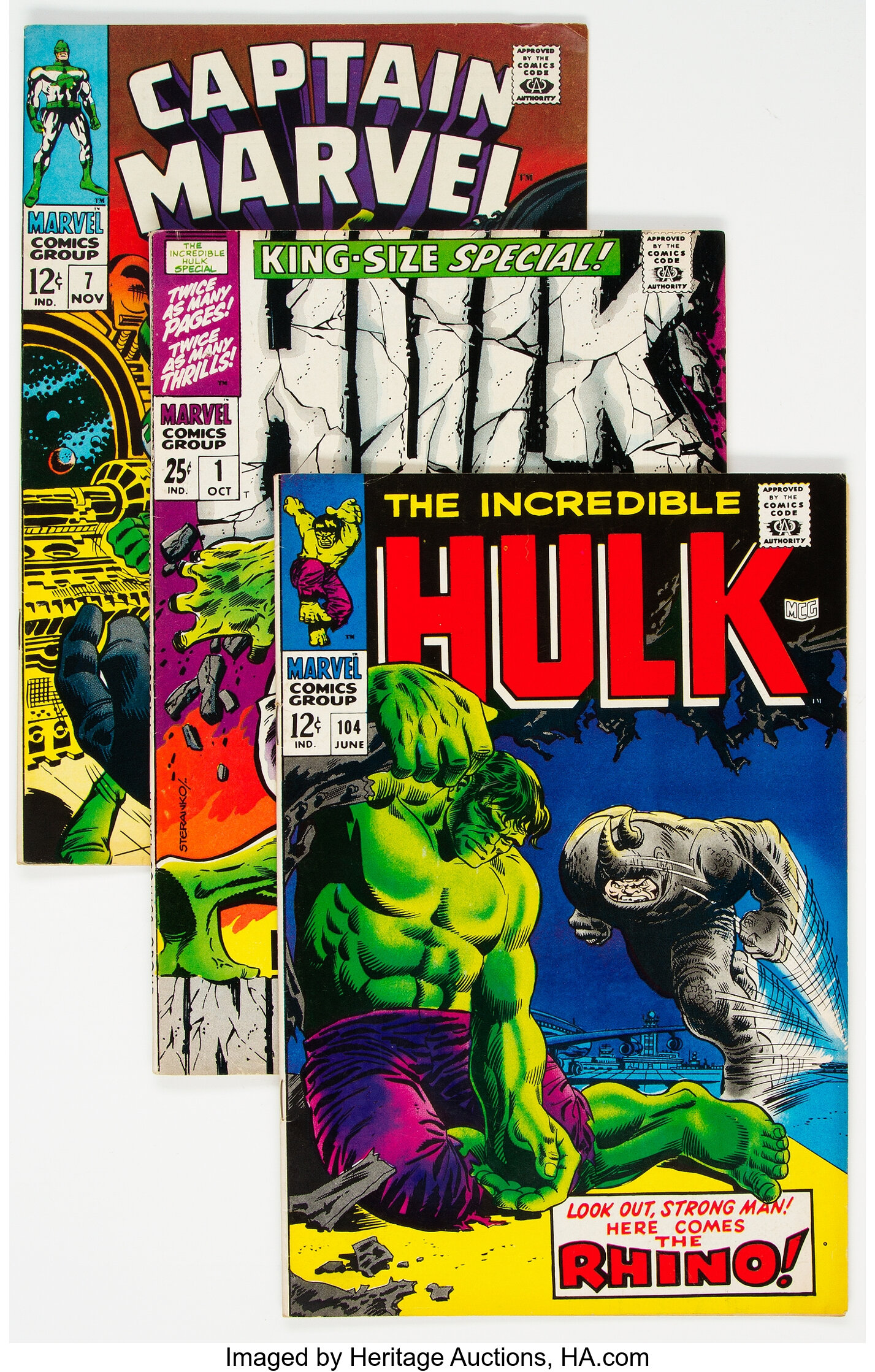 Captain Marvel/Incredible Hulk Group of 19 (Marvel, 1960s-70s) | Lot ...