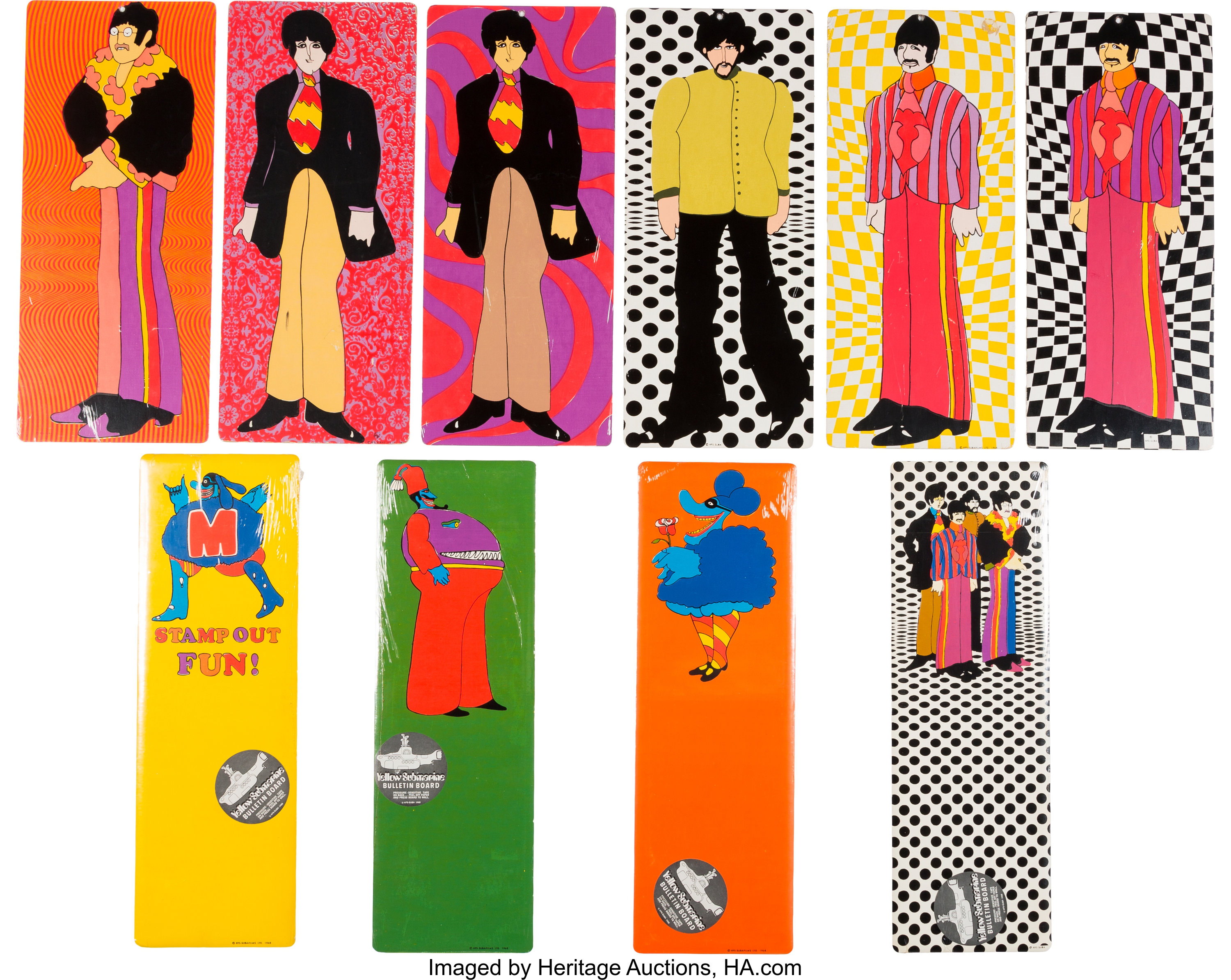 The Beatles Original Yellow Submarine Set of Wall Plaques