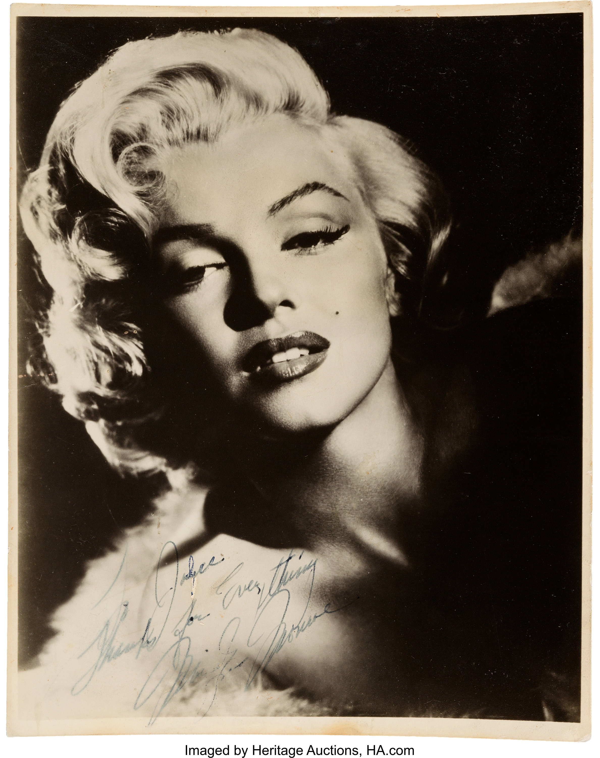 Marilyn Monroe Signed Black And White Photograph 1950s Lot 6477