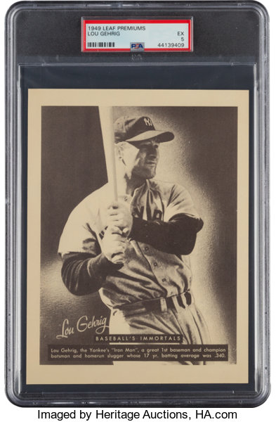 1949 Leaf Baseball Premiums Lou Gehrig PSA EX 5.  Baseball